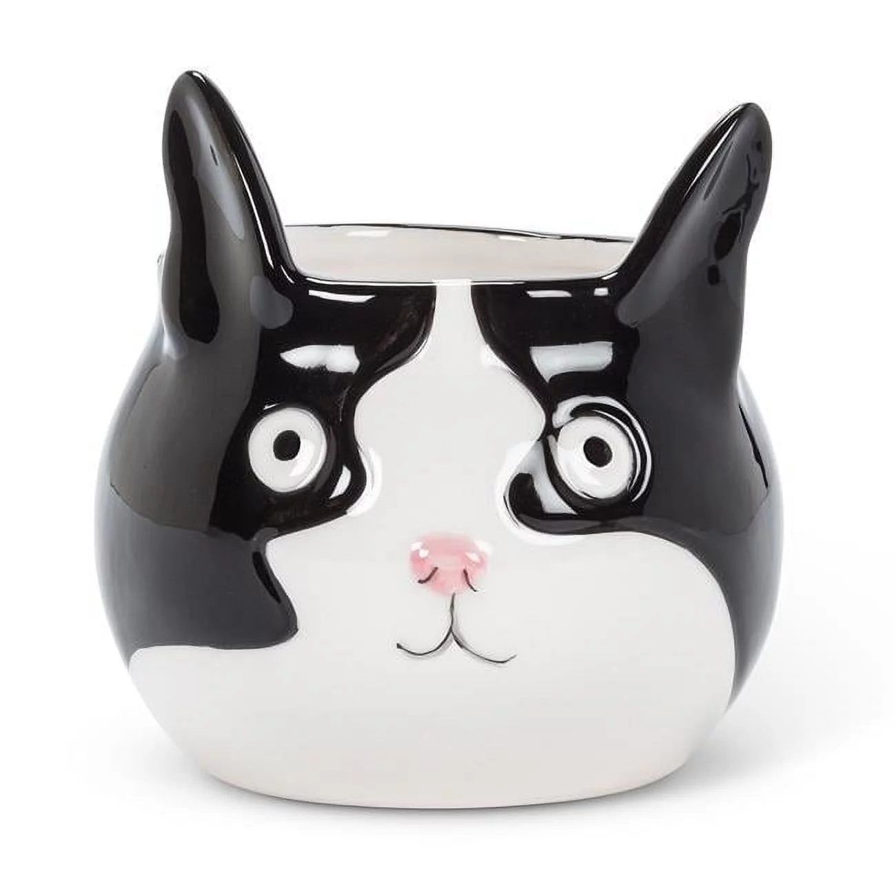 4.2 in. Cat Head Planter, Black & White - Large