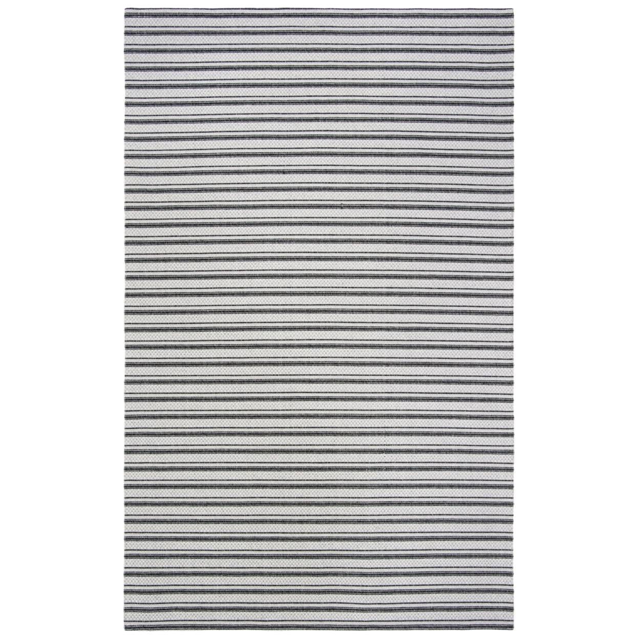 SAFAVIEH Martha Stewart Cotton Striped Area Rug, Charcoal/Grey, 4' x 6'