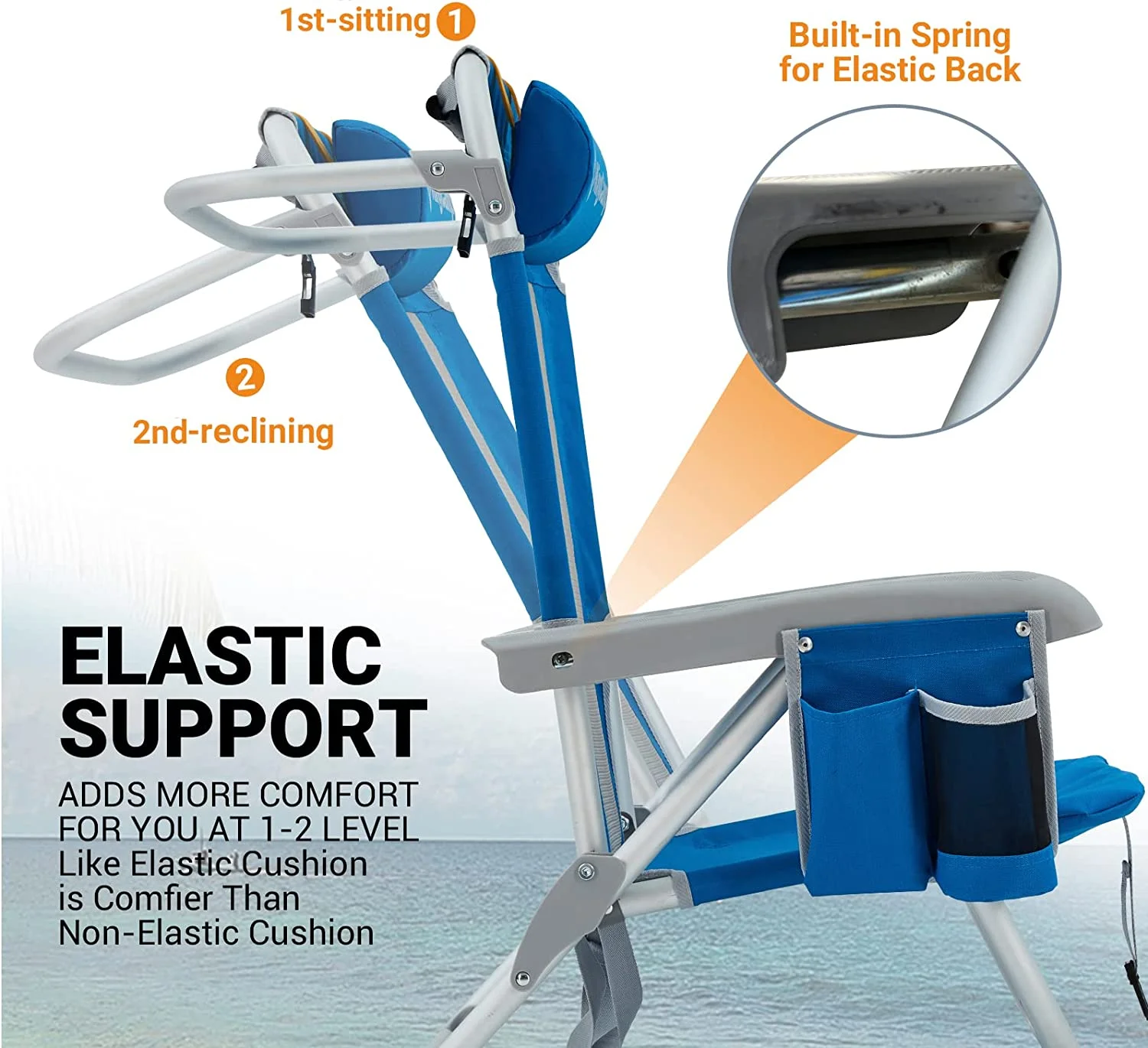 KingCamp Low Sling Beach Chair for Camping Concert Lawn, Low and High Mesh Back