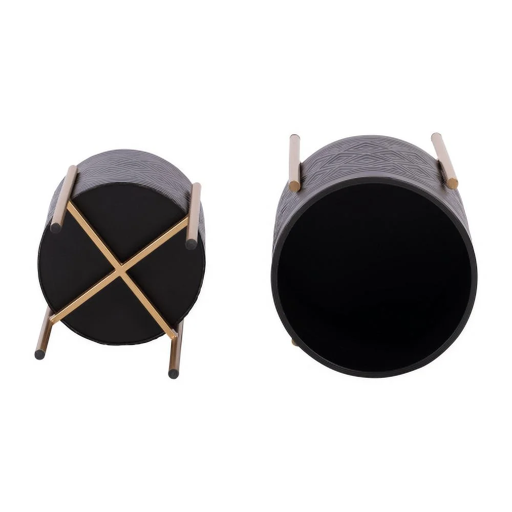 Buumin S/2 AZTEC PLANTER ON METAL STAND, BLACK/GOLD