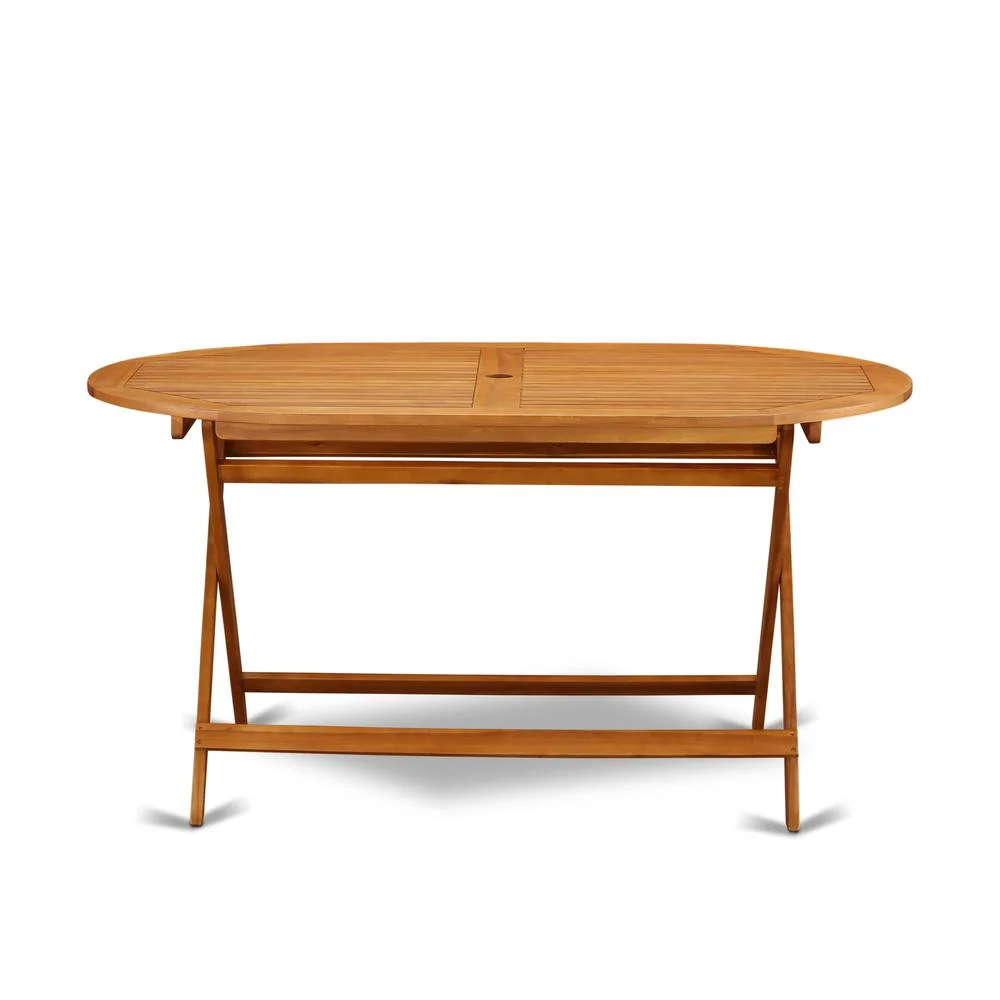 East West Furniture 7 Piece Patio Dining Set, 36x60, Natural Oil