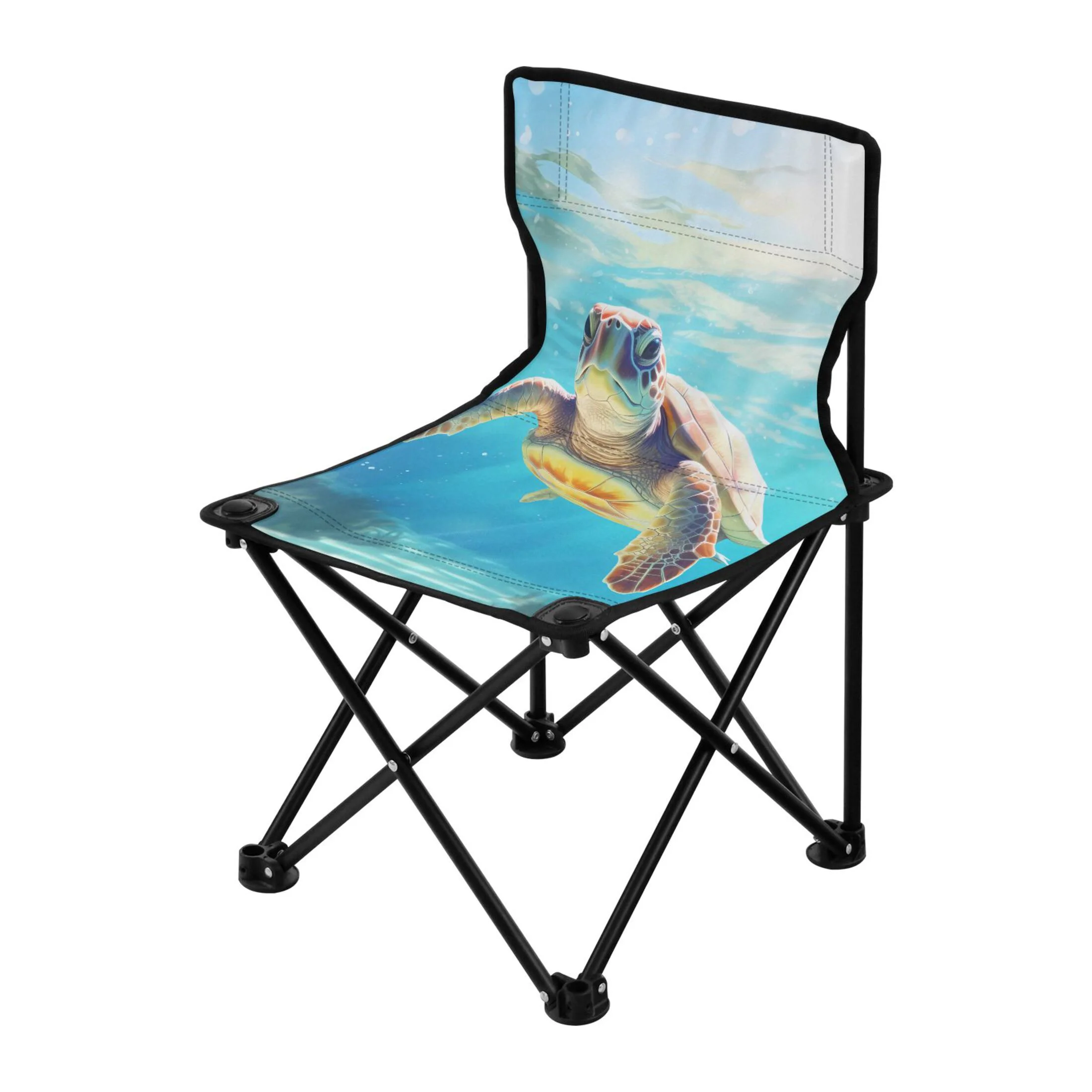 Sea Turtle Portable Camping Chair Small for Kids Outdoor Folding Beach Chair Fishing Chair Lawn Chair with Carry Bag