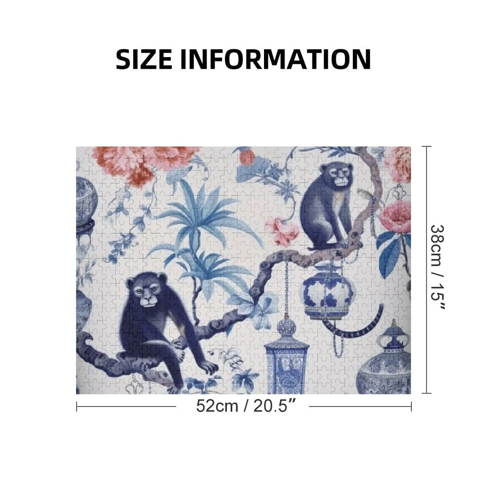 CANFLASHION Monkeys Flowers Annabel Kidston Wooden Puzzle Game Toy Gift for Family Friends 500 PCS