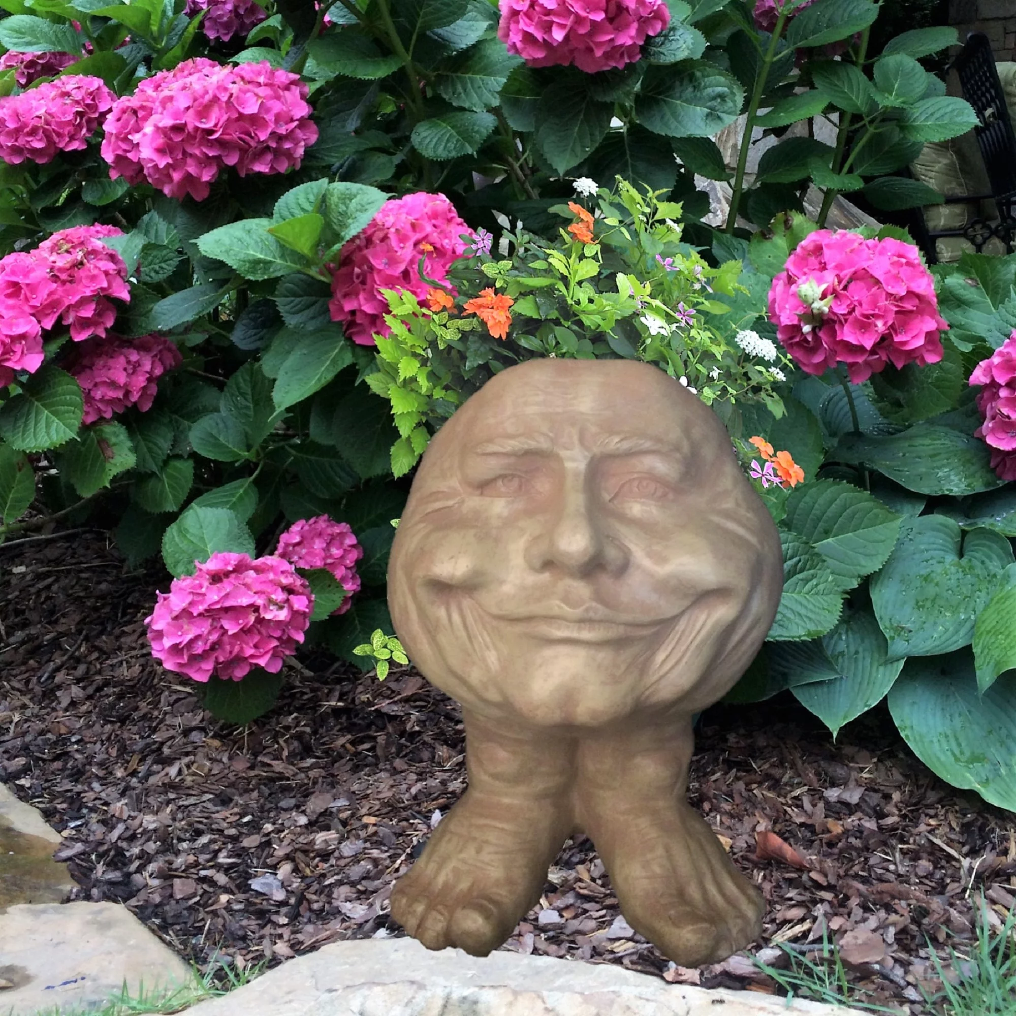 Homestyles Stone Wash Papa John the Muggly Face Humorous Statue Planter Pot