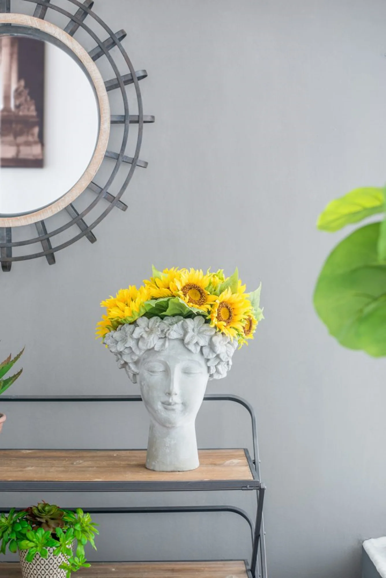 CC Home Furnishings Woman with Floral Crown Cement Planter - 14.5