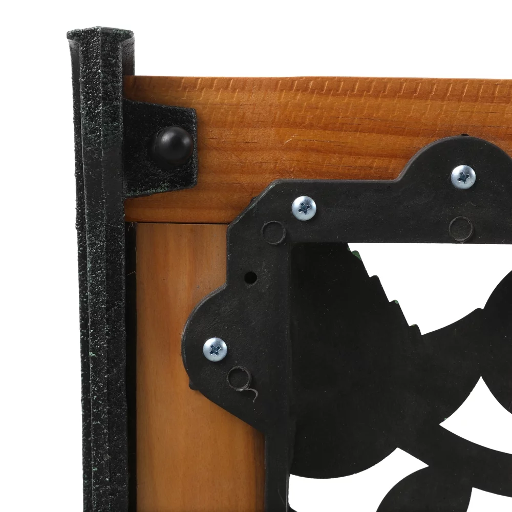 49 Outdoor Garden Bench Patio Porch Chair Deck Hardwood Cast Iron Love Seat with Rose Style Back - Durable, Stylish, Comfortable - Perfect for Relaxing in Your Garden or Patio