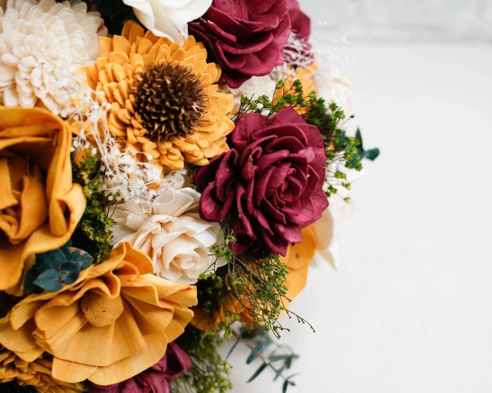 Raw Sola Wood Flowers - Centerpiece/Vase/Pot/Bouquet Fillers - -Baby's Breath (White)