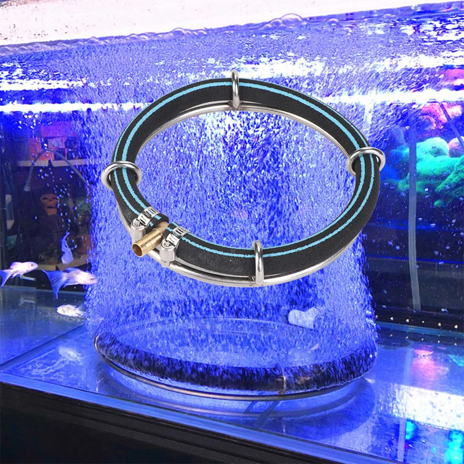 Goldmeet Aquarium Round Air Bubble Diffuser Ring Fish Pond Oxygenation Bubbler(Single Ring Dia 15cm)