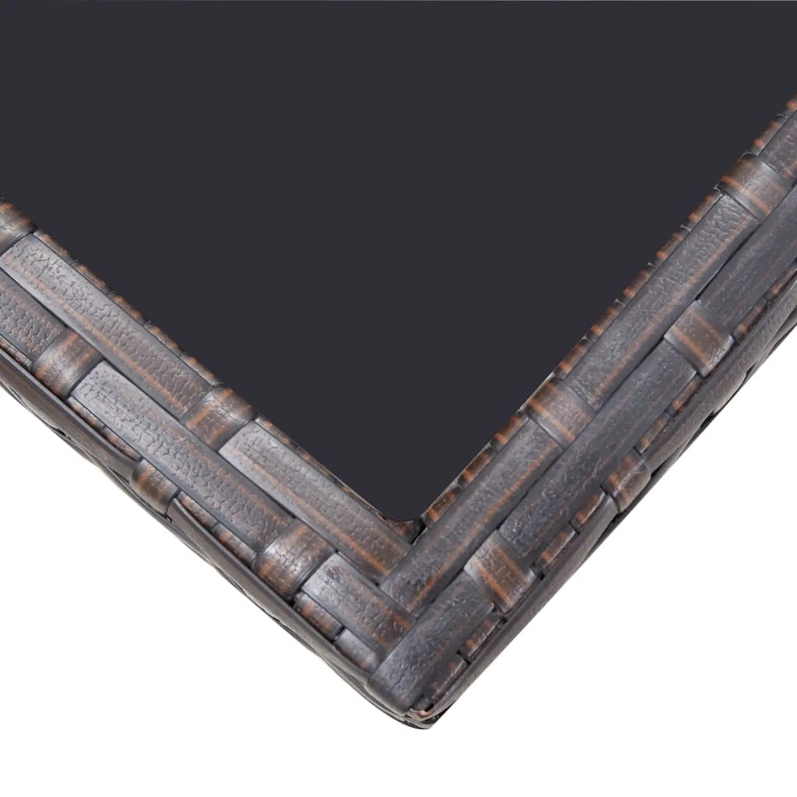 Anself 5 Piece  Wicker Patio Dining Glass Table and Chairs Set with Cushioned Seat and Ottomans PE Rattan Sectional Conversation Set (Brown)