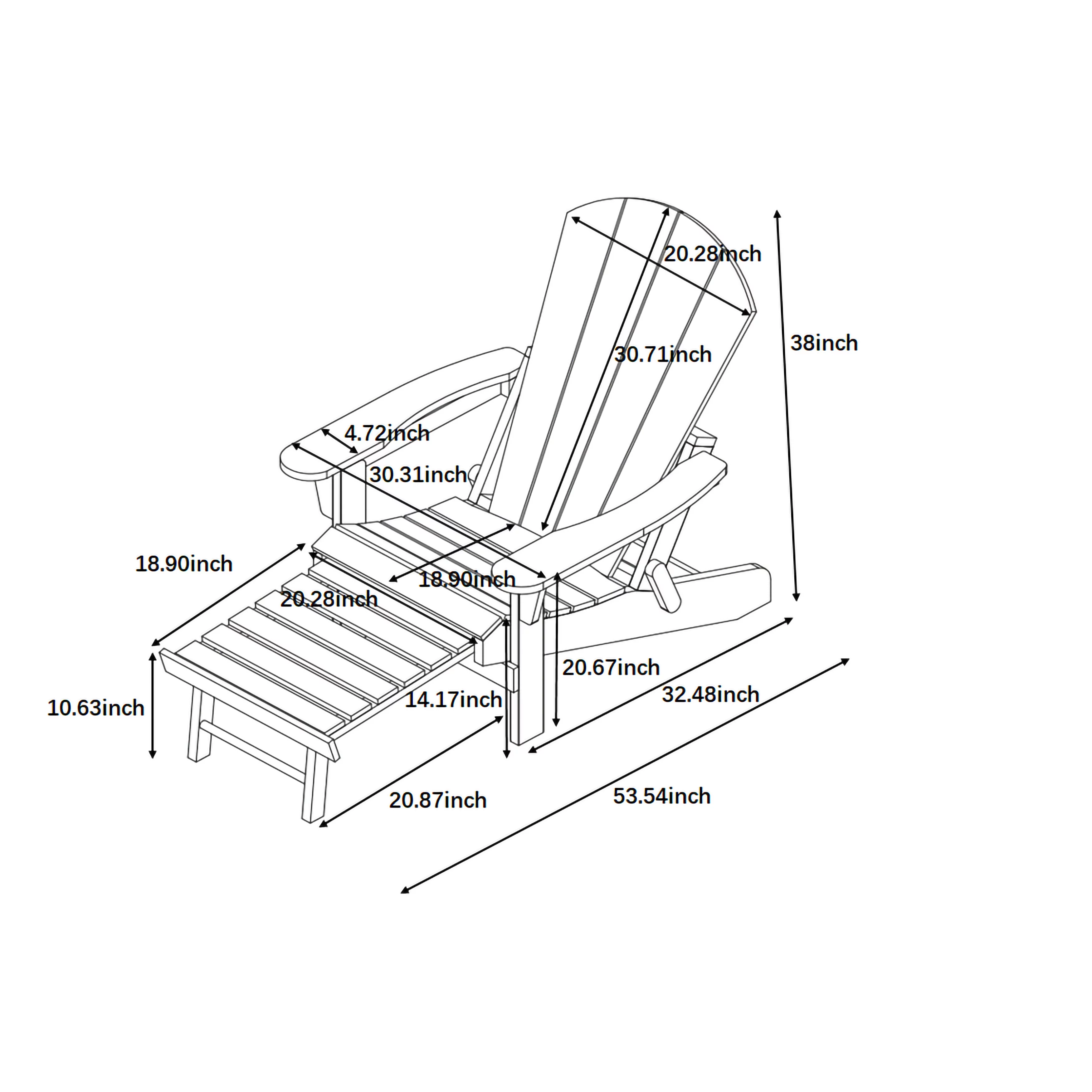 Hurley Stanton Drew Plastic/Resin Folding Adirondack Chair with Ottoman (Gray)