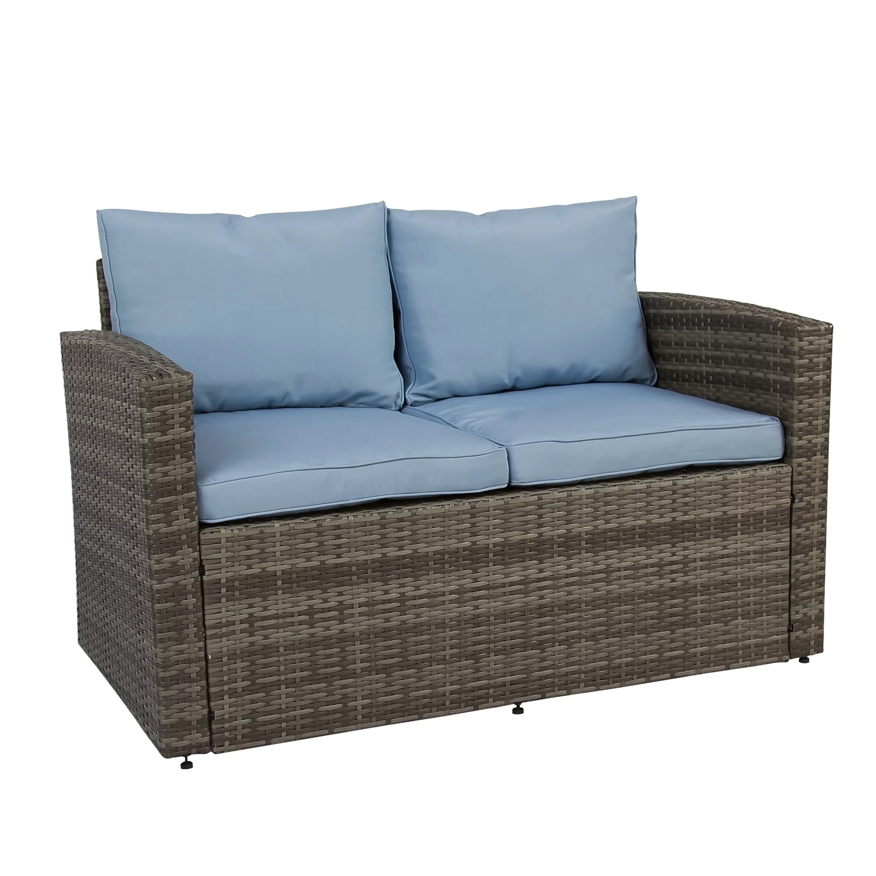Incadozo 5PC All-Weather Wicker Patio Seating Set, Gray/Blue