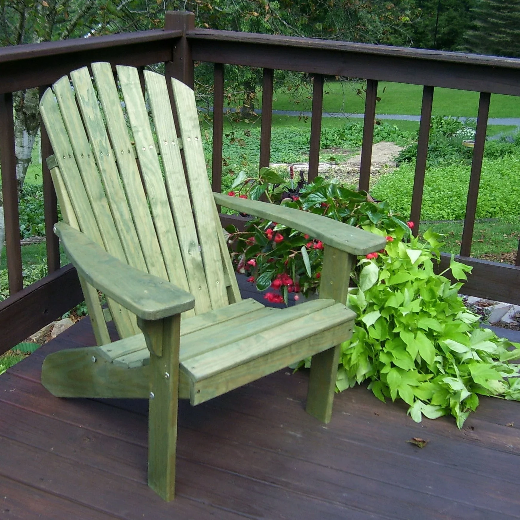 Kunkle Holdings, LLC Pressure Treated Pine Fanback Adirondack Chair Cedar Stain