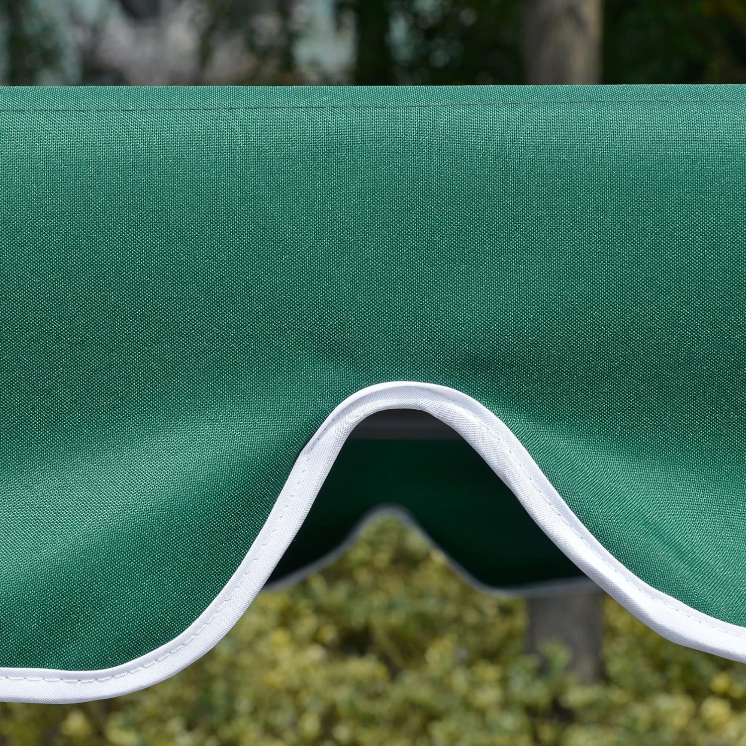 Green 3-Seat Patio Swing: Removable Cushion, Steel Frame, Adjustable Canopy