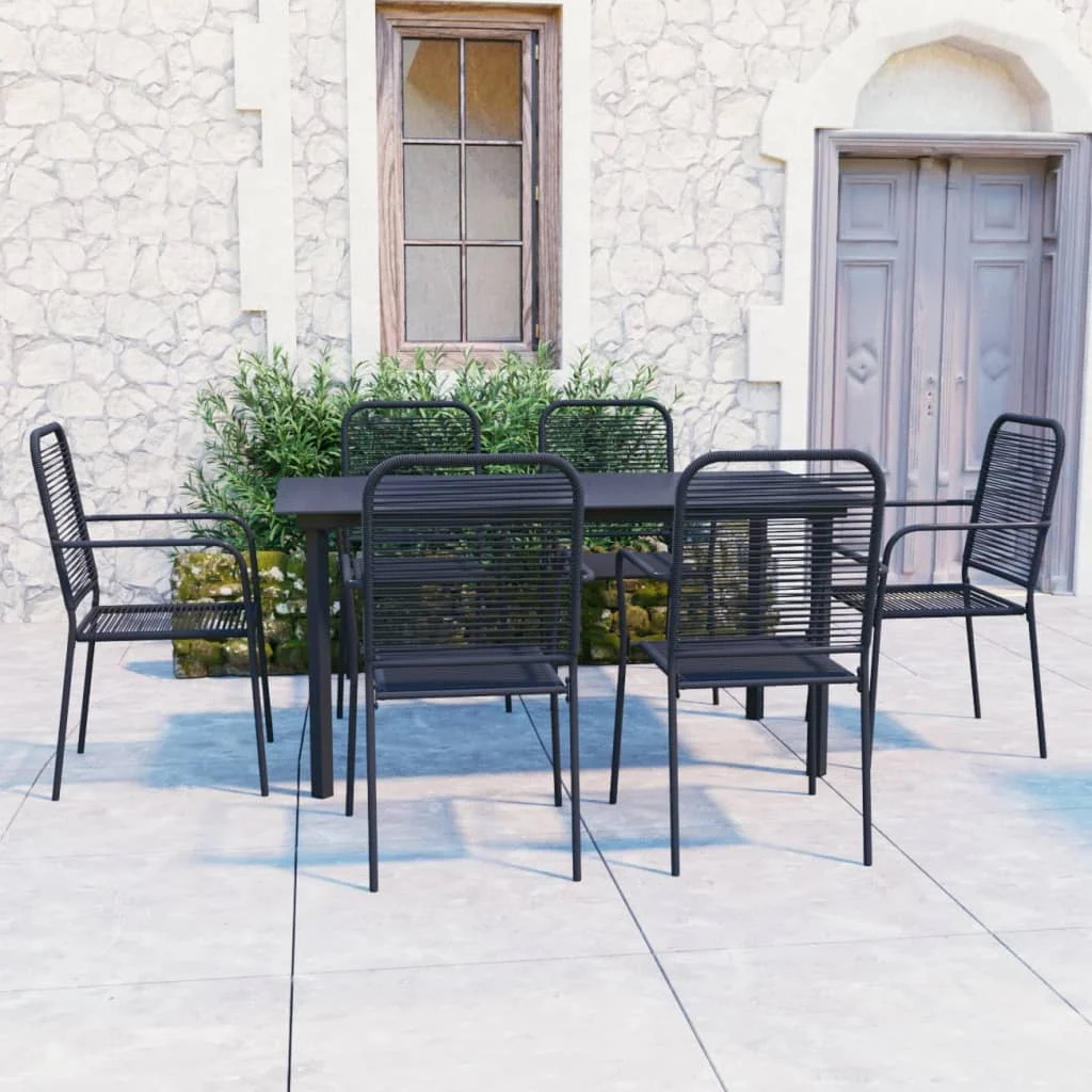 Andoer parcel,Patio Furniture Set Table And 7 Piece Patio Set And Steel Patio Balcony Poolside Furniture And 6 Chairs Frame Cotton Rope Ciadaz Zeyuan Vidaxl 7-piece