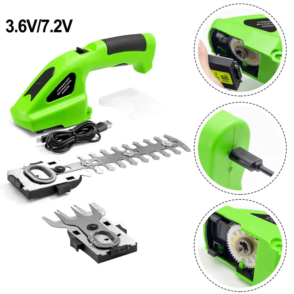 2-in-1 Electric Cordless Hedge Plants Trimmer Handheld Grass Shear Shrub Cutter