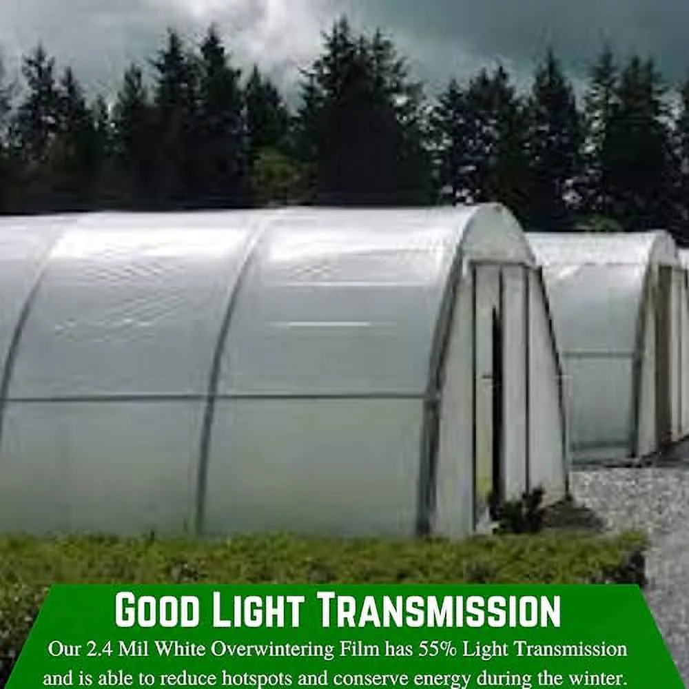 6 Mil White Plastic Sheeting  Overwintering Film, 6 Mil White Plastic Film, Greenhouse Plastic, Durable Plastic Sheeting (16' X 25')