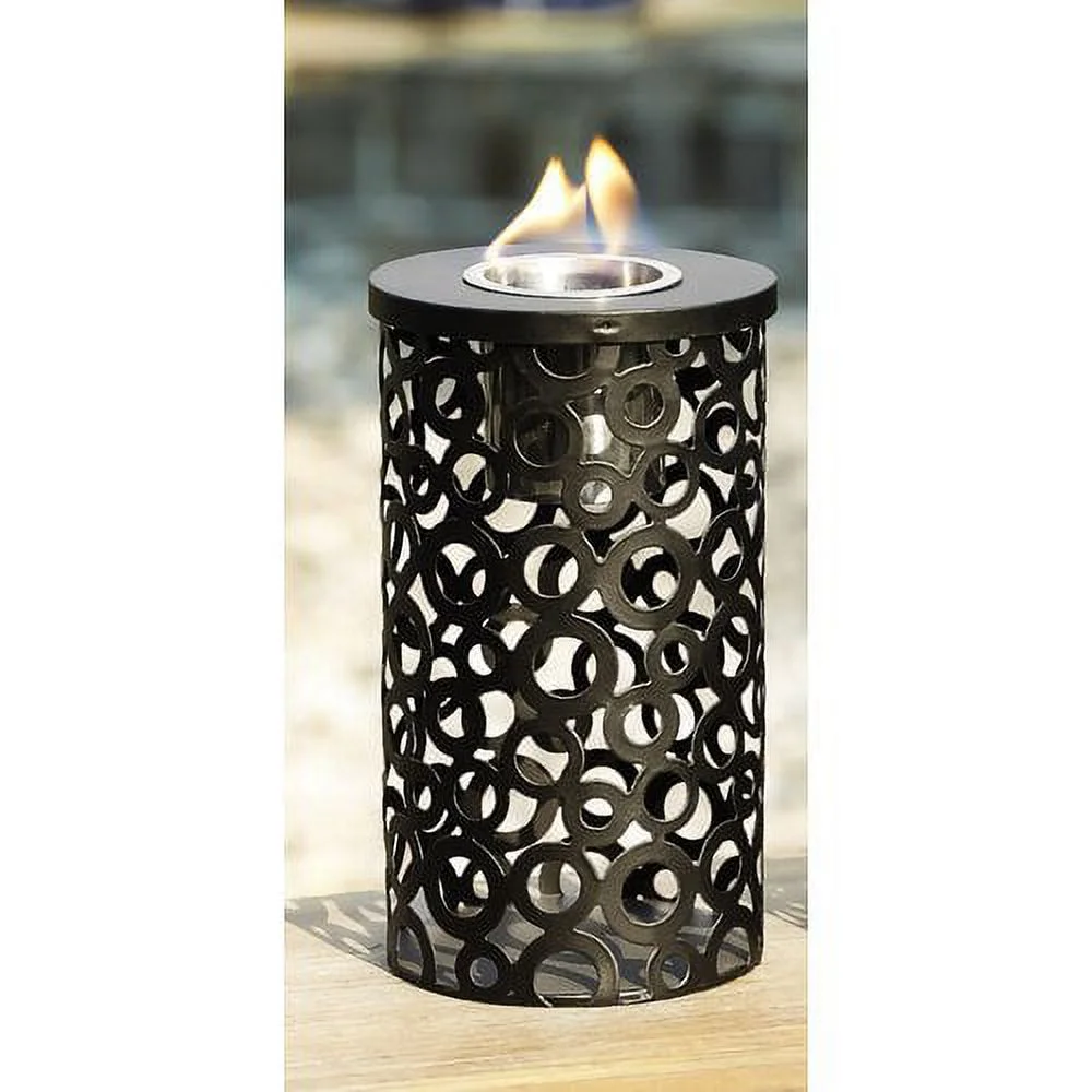 Fireside Hand Glazed Ceramic Fire Burner, Modern Geometrics, Grey