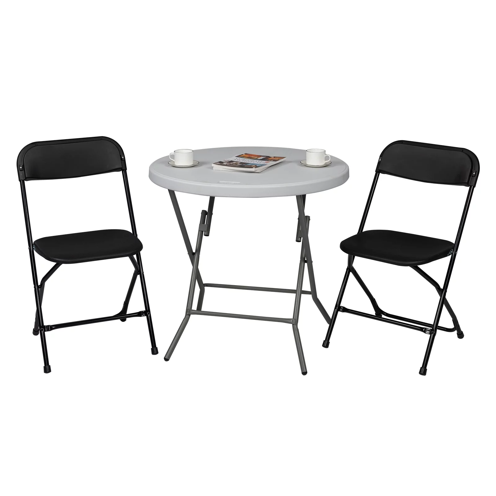 6-Pack Outdoor Black Plastic Folding Chairs for Classic Garden Events