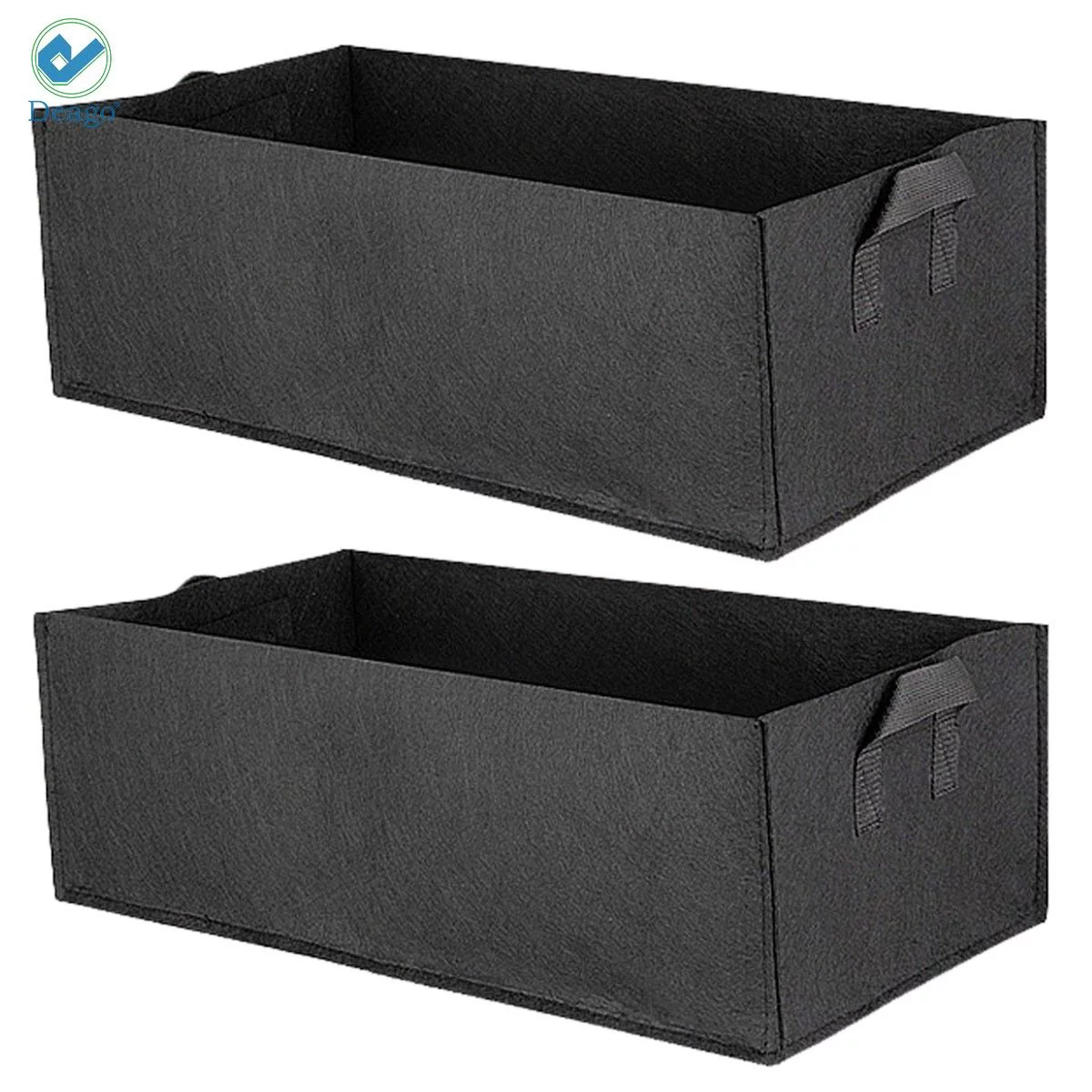 Deago 2Pcs Fabric Raised Garden Bed Reusable Square Large Grow Bag Fabric Pots Vegetable Planting Bag with Handles Planting Pots for Plants Flowers Vegetables (Black)