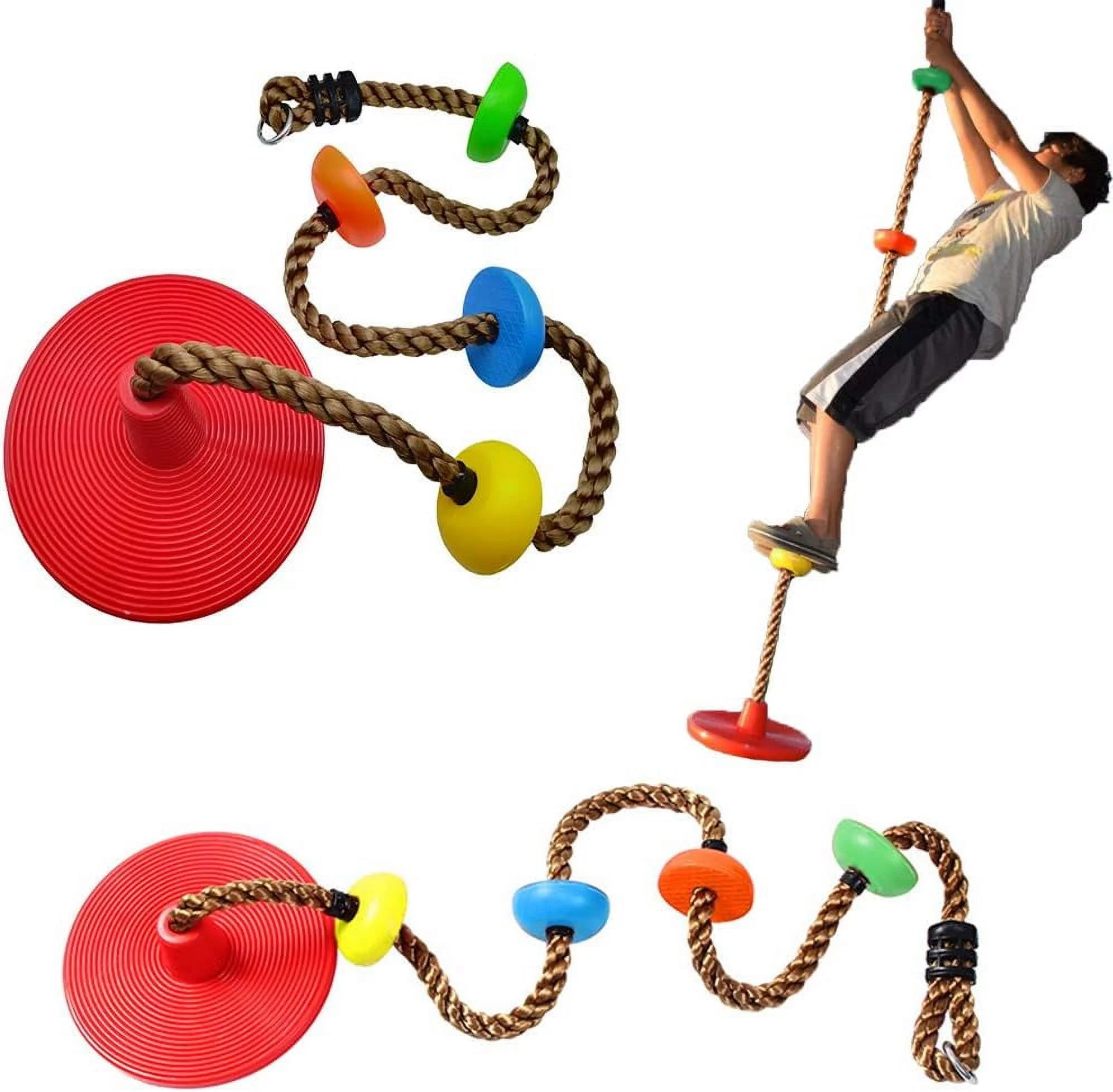 AIPINQI Climbing Rope Swing for Trees with Platform & Disc Swing Seat for Kids and Adults Outdoor Tree Backyard Playground Swin,Red