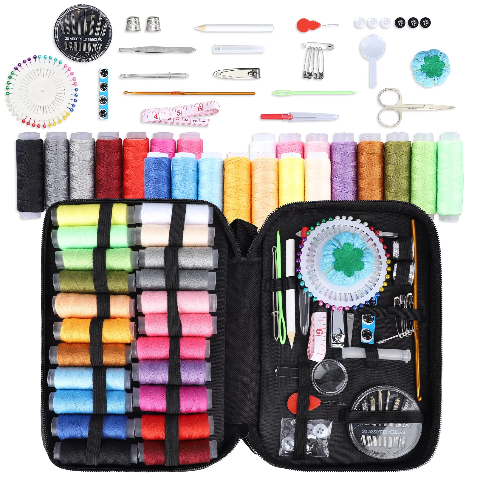 Sewing Kit, TSV 126pcs Set XL Sewing Supplies with Case Includes Scissors, Thimble, Thread, Needles, Tape Measure