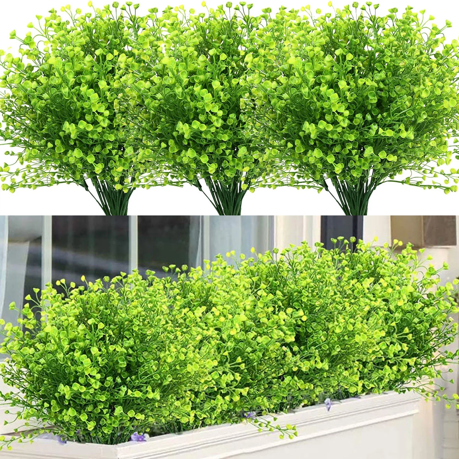 8 Bundles Artificial Greenery Plants Plastic Fake Bell Grass Flowers Lifelike Patio Yard Corridor Indoor Outdoor Home Garden Balcony Party Pot Planter Filler Table Arrangement Decoration (Purple)