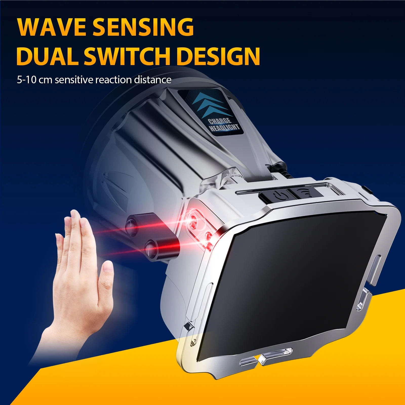 PINSAI Super Bright Headlamp High Power Headlight LED Rechargeable Motion Sensor Hunting Head Lamp