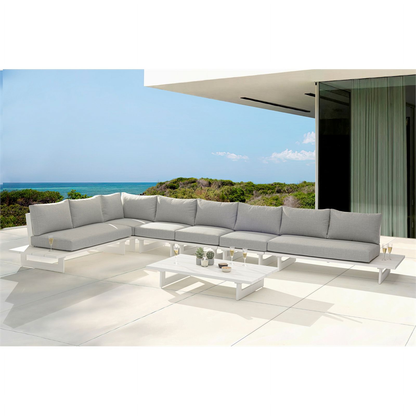 Meridian Furniture Maldives Grey Water Resisting Outdoor Modular Sectional