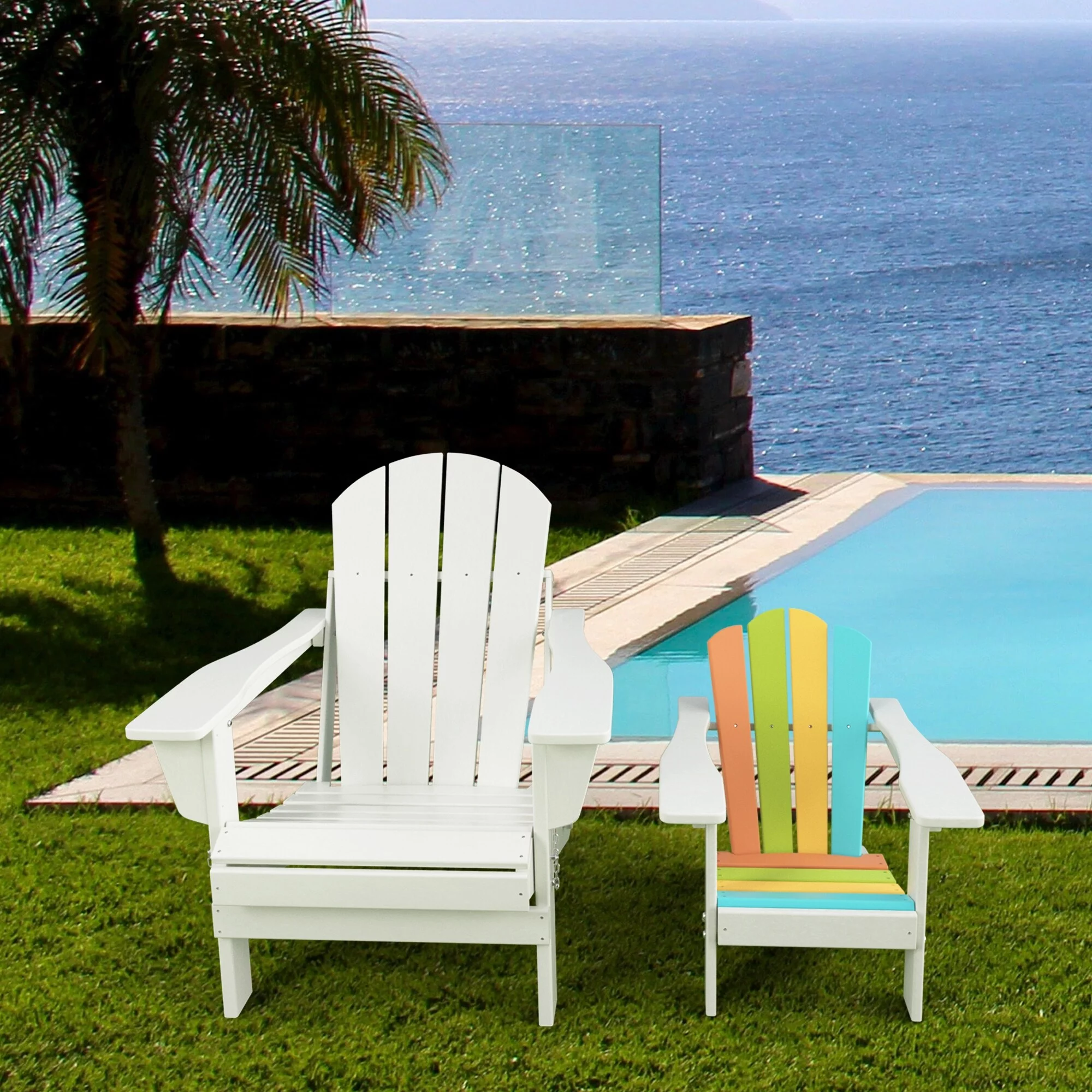 Kids Adirondack Chairs Poly-wood All-Weather Resistant - N/A