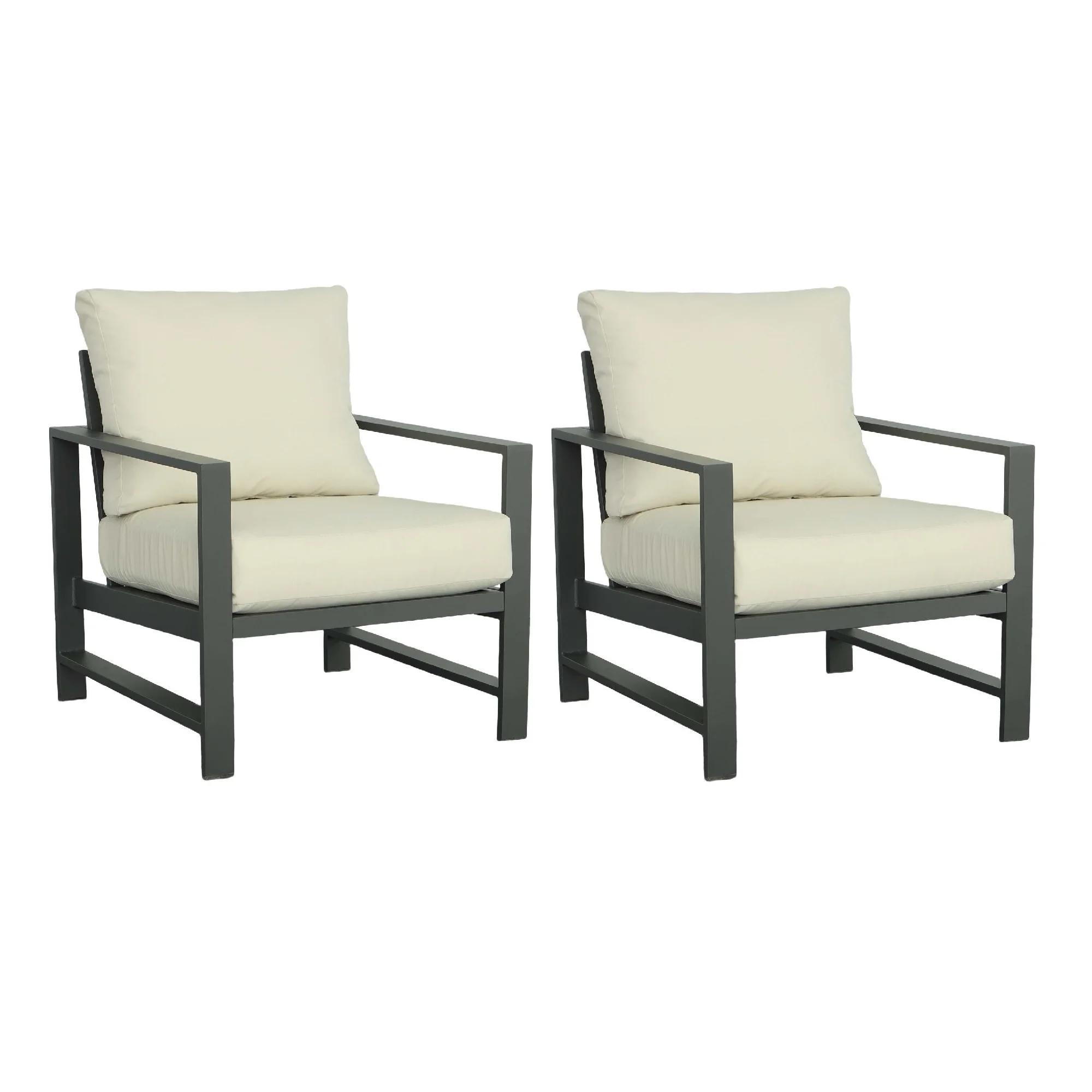 Progressive Furniture Edgewater Set of 2 Outdoor Chairs in Gray Aluminum/Beige