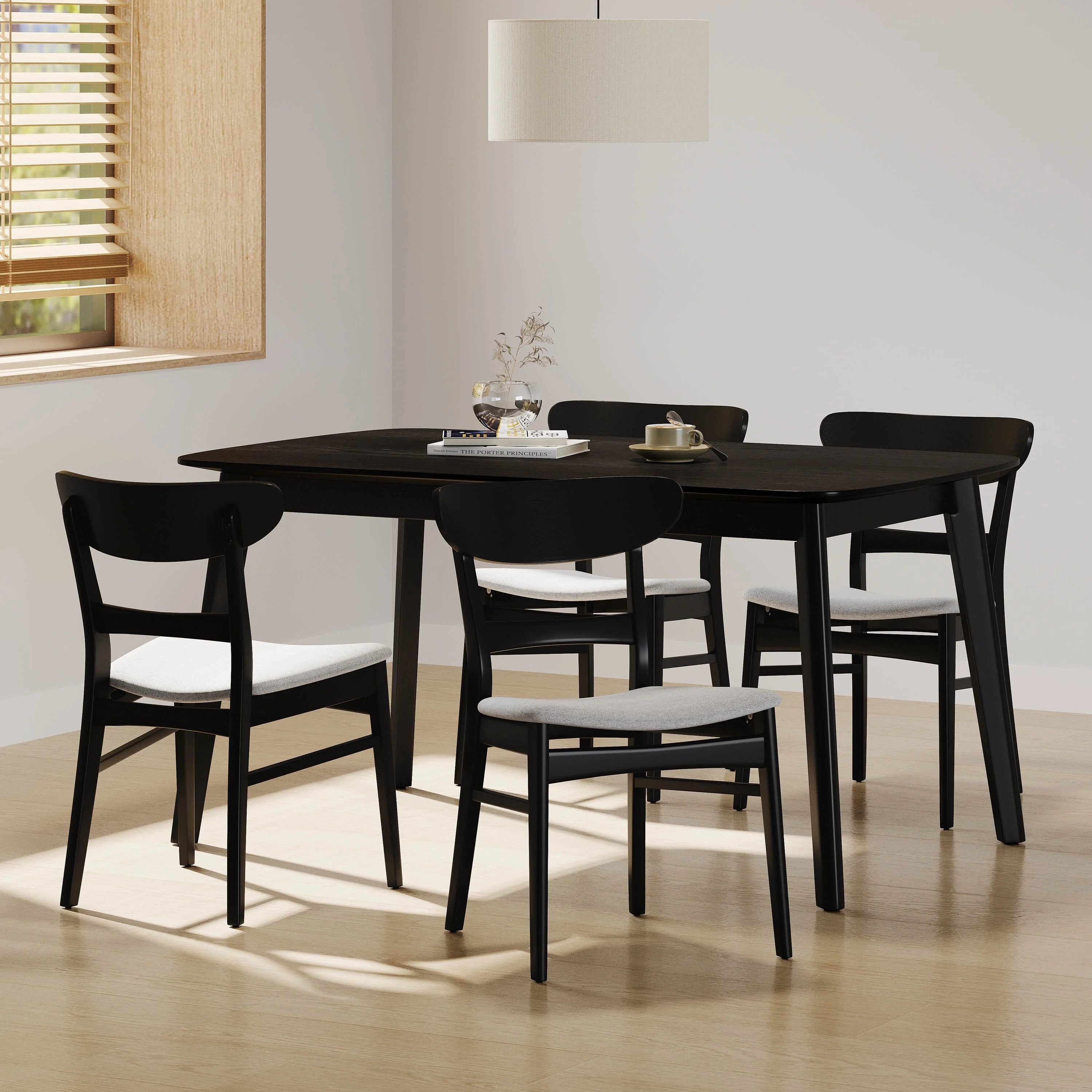 Christopher Knight Home Bryner Upholstered 5 Piece Dining Set by  Black + Light Gray