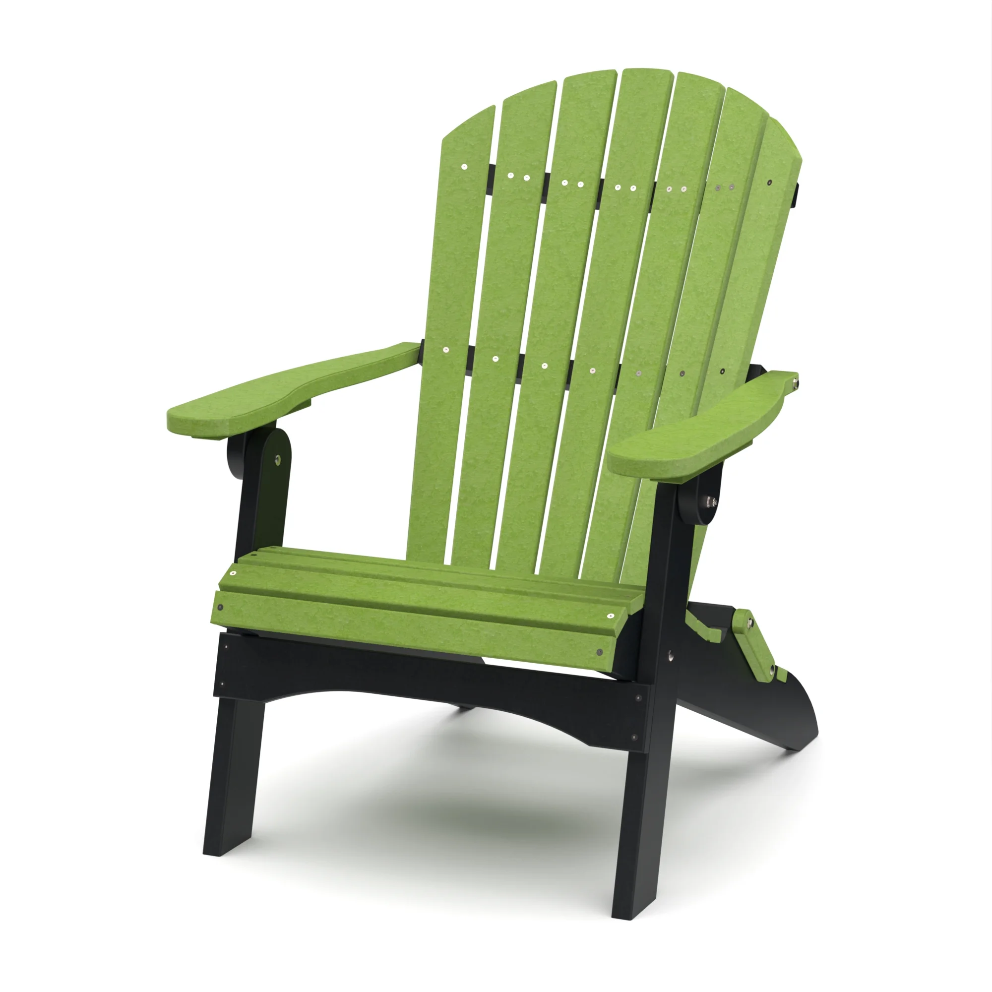 Wildridge Heritage Folding Adirondack Chair, Lime Green and Black, Outdoor Weather Resistant Poly Patio Furniture
