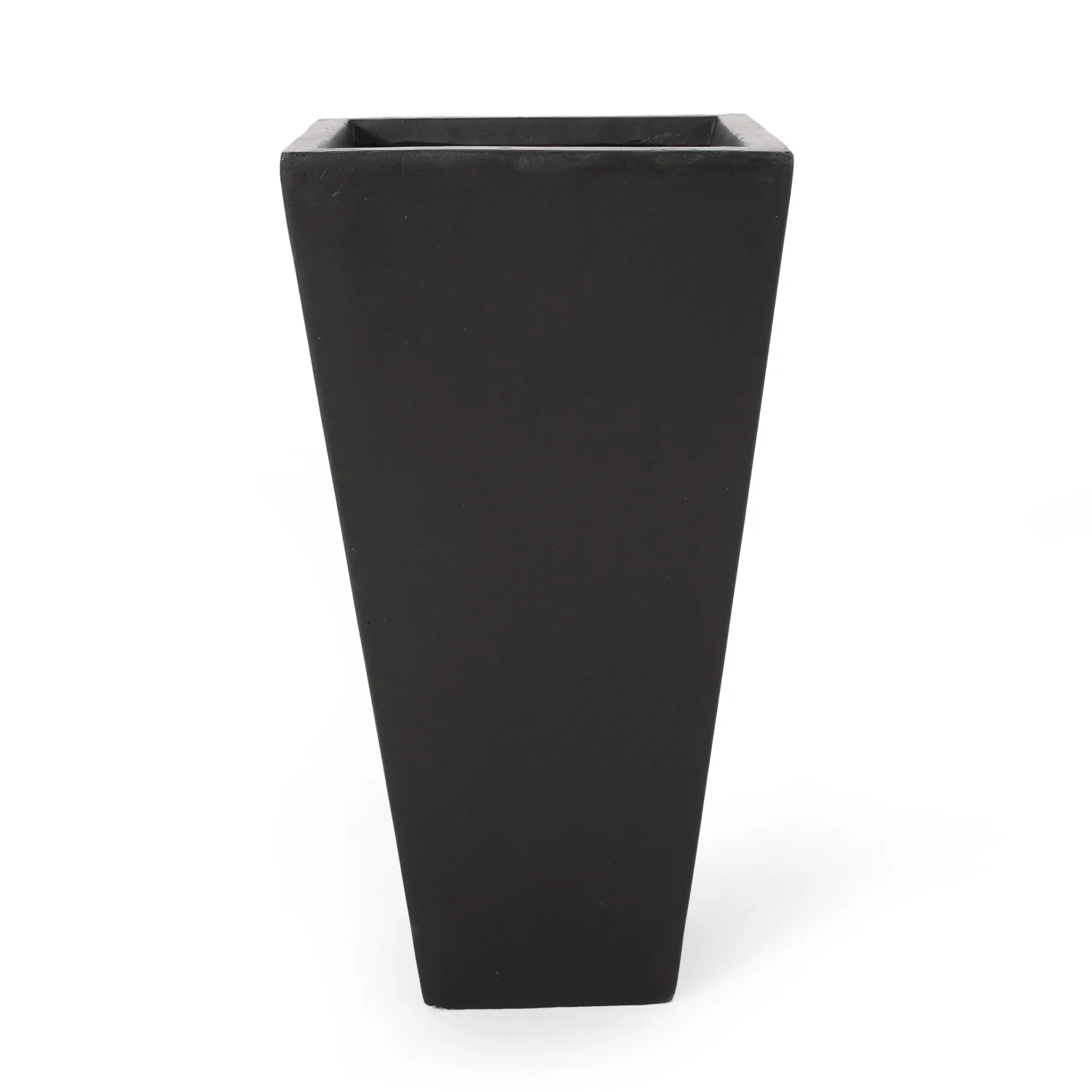 13-inch Modern Small Black Cast Stone Planter: High-Quality and Durable Garden Decor  Perfect for Outdoor Use - Crafted with MGO Material