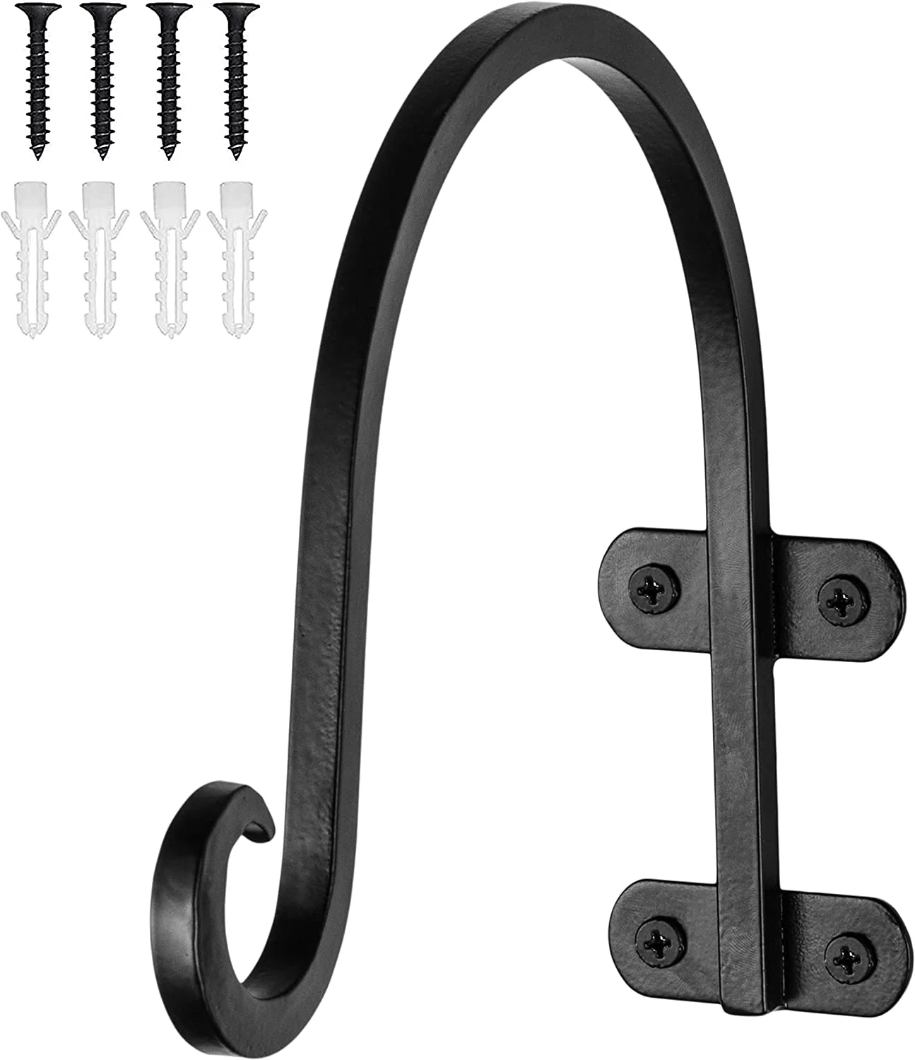 Monarch Abode Premium Metal Hanging Wall Mounted Indoor & Outdoor Decorative Plant Hook, 8 in, Black