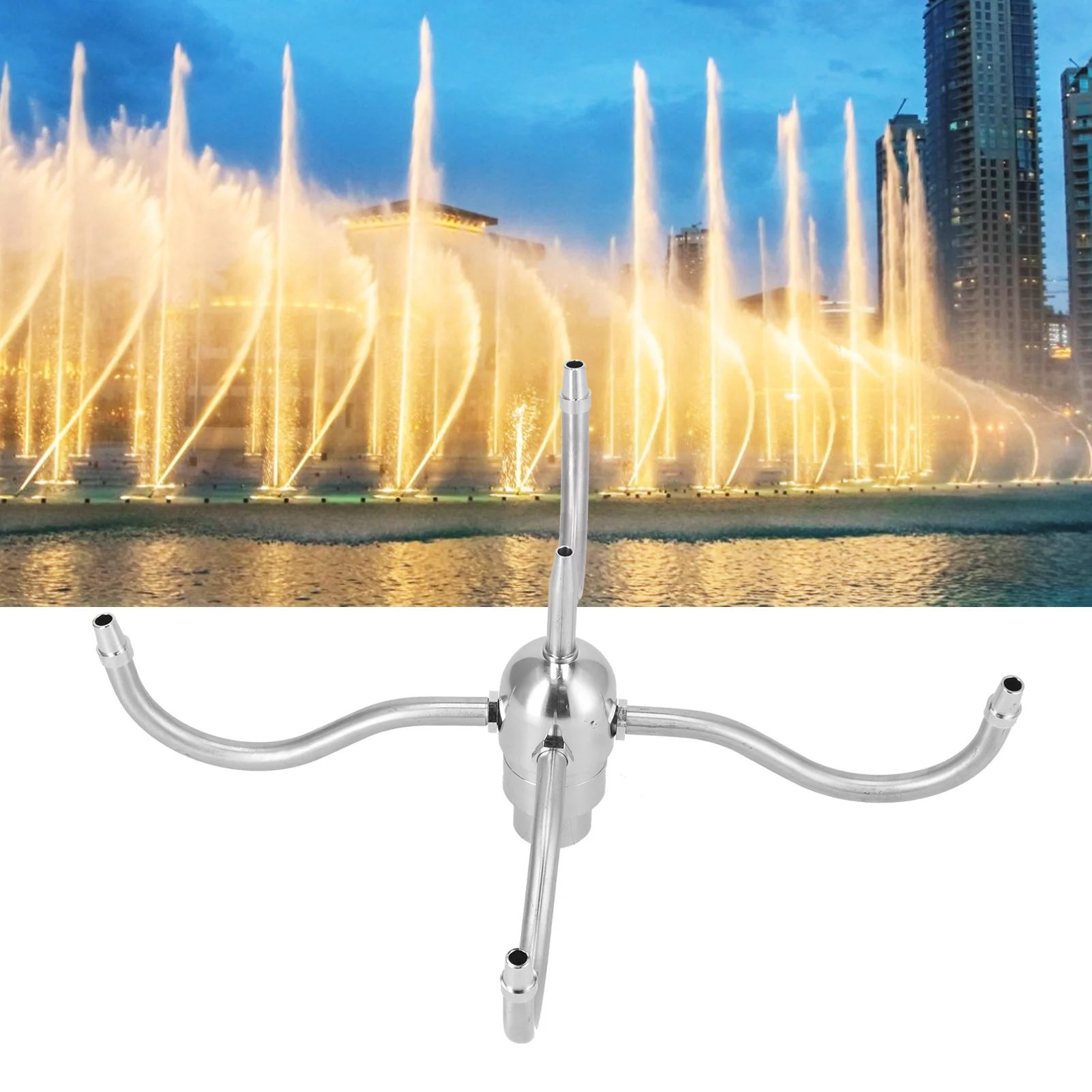 Verdant Touch Stainless Steel Rotating Sprinkler DN25 G1 Female Thread Waterscape Rotating Nozzle Stainless Steel 4 Arm Sprinkler Rotating Fountain Sprinkler