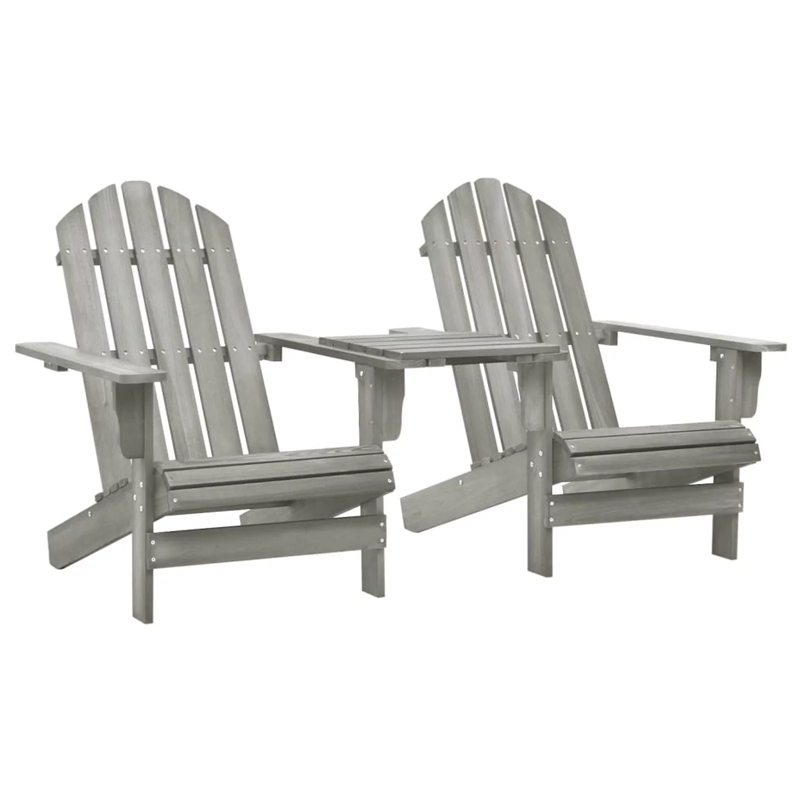 Aibecy Patio Adirondack Chairs with Tea Table Solid Fir Wood Gray