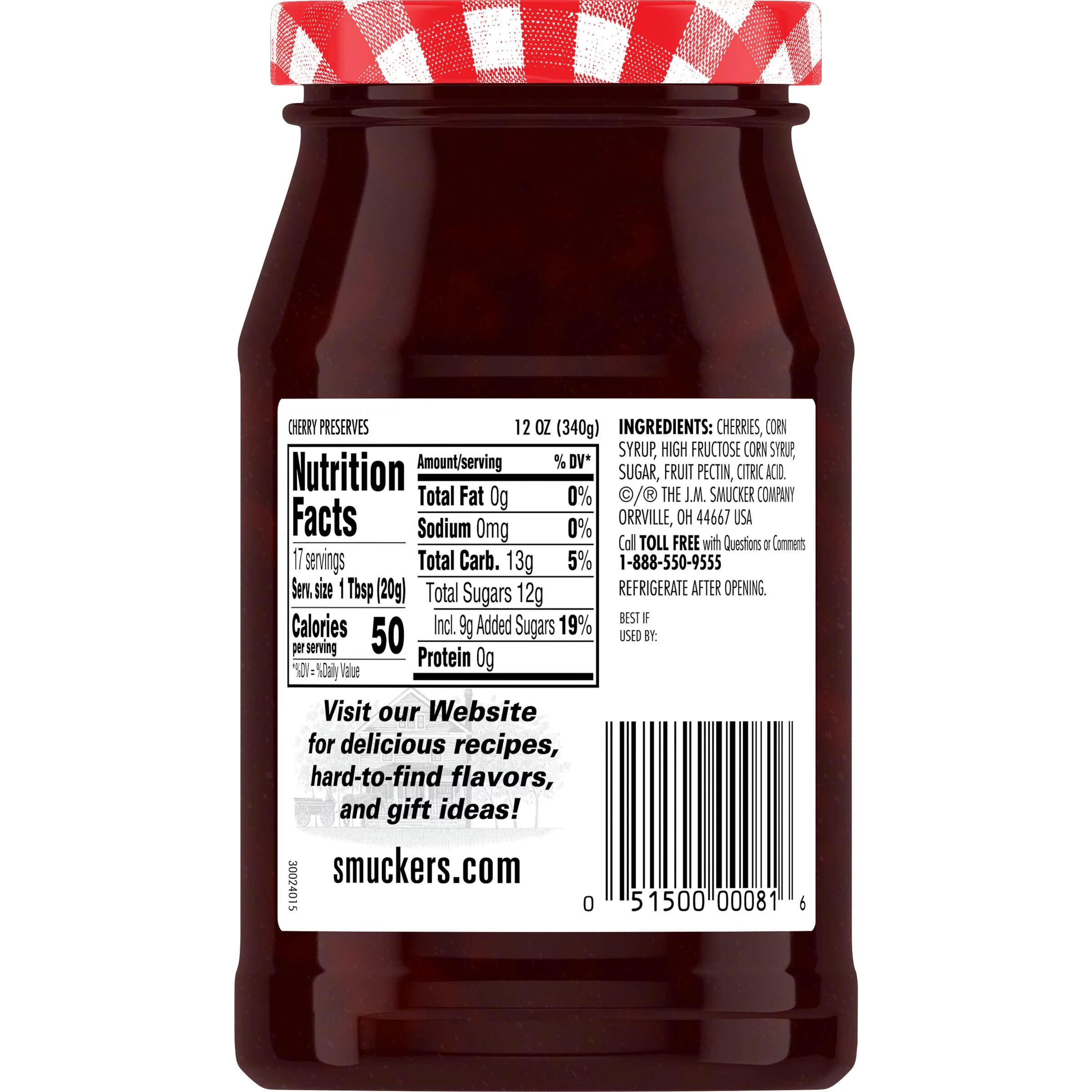 Smucker's Cherry Preserves, 12 Ounce