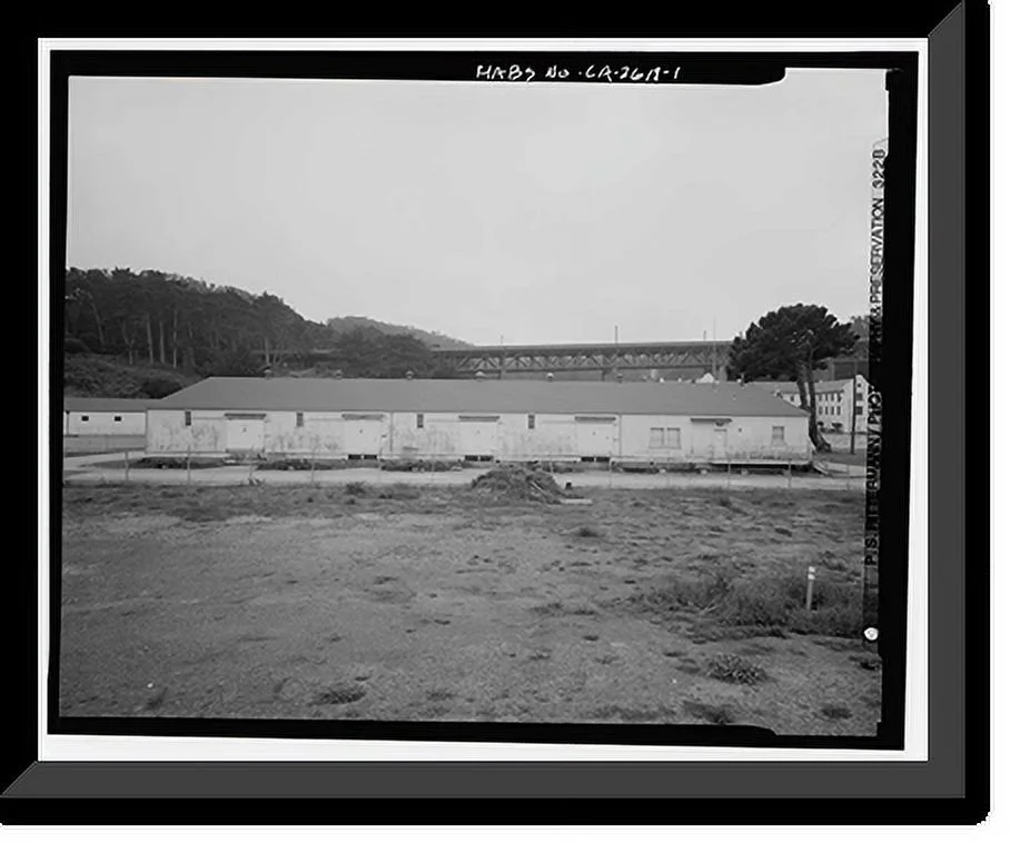 Historic Framed Print, Presidio of San Francisco, Warehouse, West End of Crissy Field, Livingston Street, San Francisco, San Francisco County, CA, 17-7/8