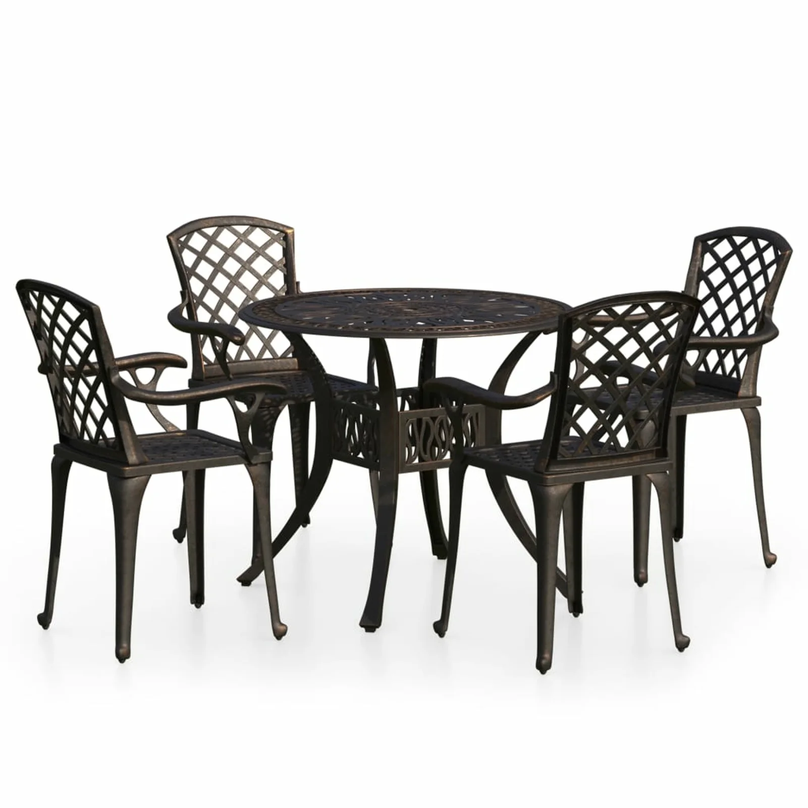 Carevas 5 Piece Bistro Set Cast Aluminum Bronze