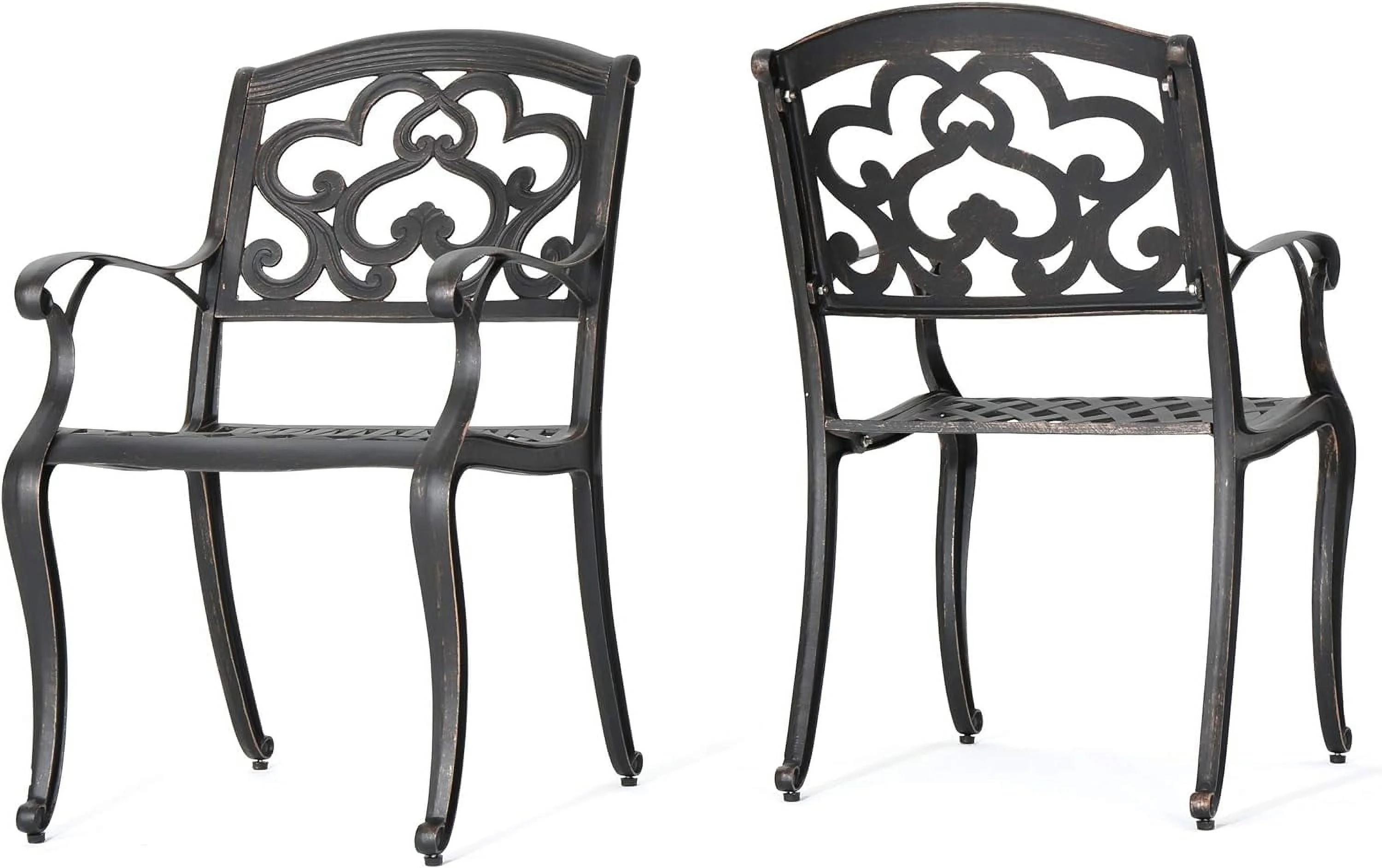 Austin Outdoor Cast Aluminum Dining Chairs, 2-Pcs Set, Shiny Copper
