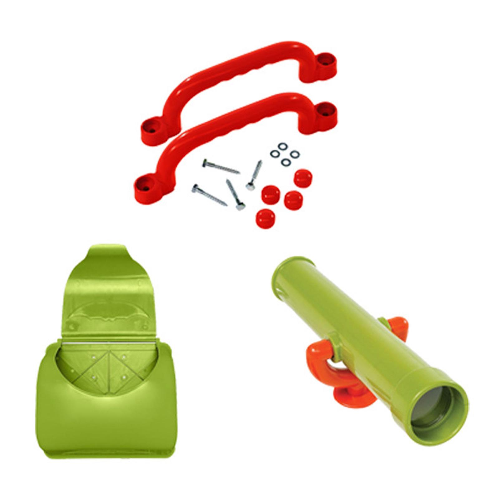 Almencla Kids Playground Toy Outdoor Swing Set Mailbox and Telescope Playground Pirate Telescope Playset for Interactive Learning Kids Green