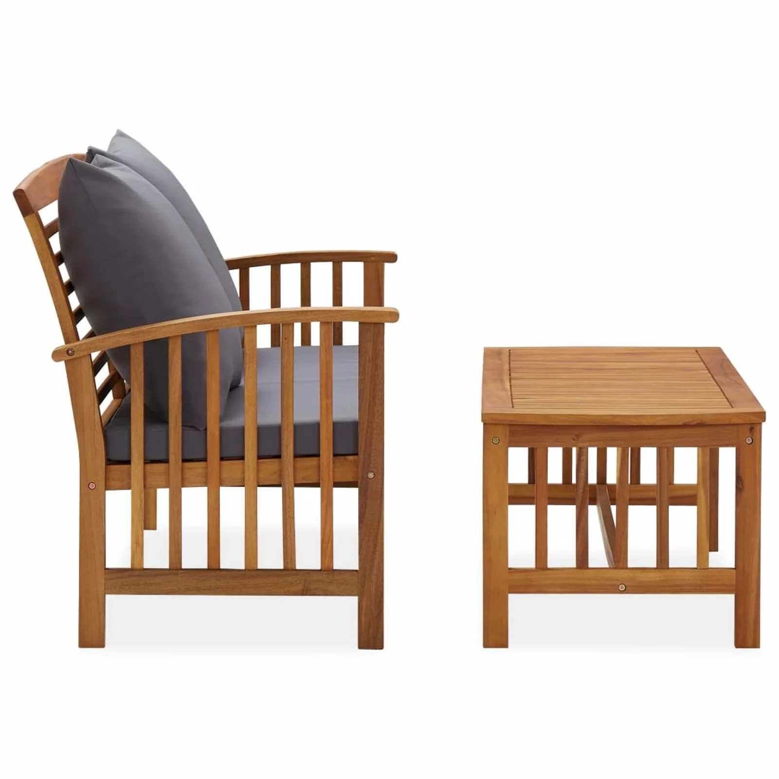 Andoer 2 Piece Garden Set with Cushions Solid Acacia Wood