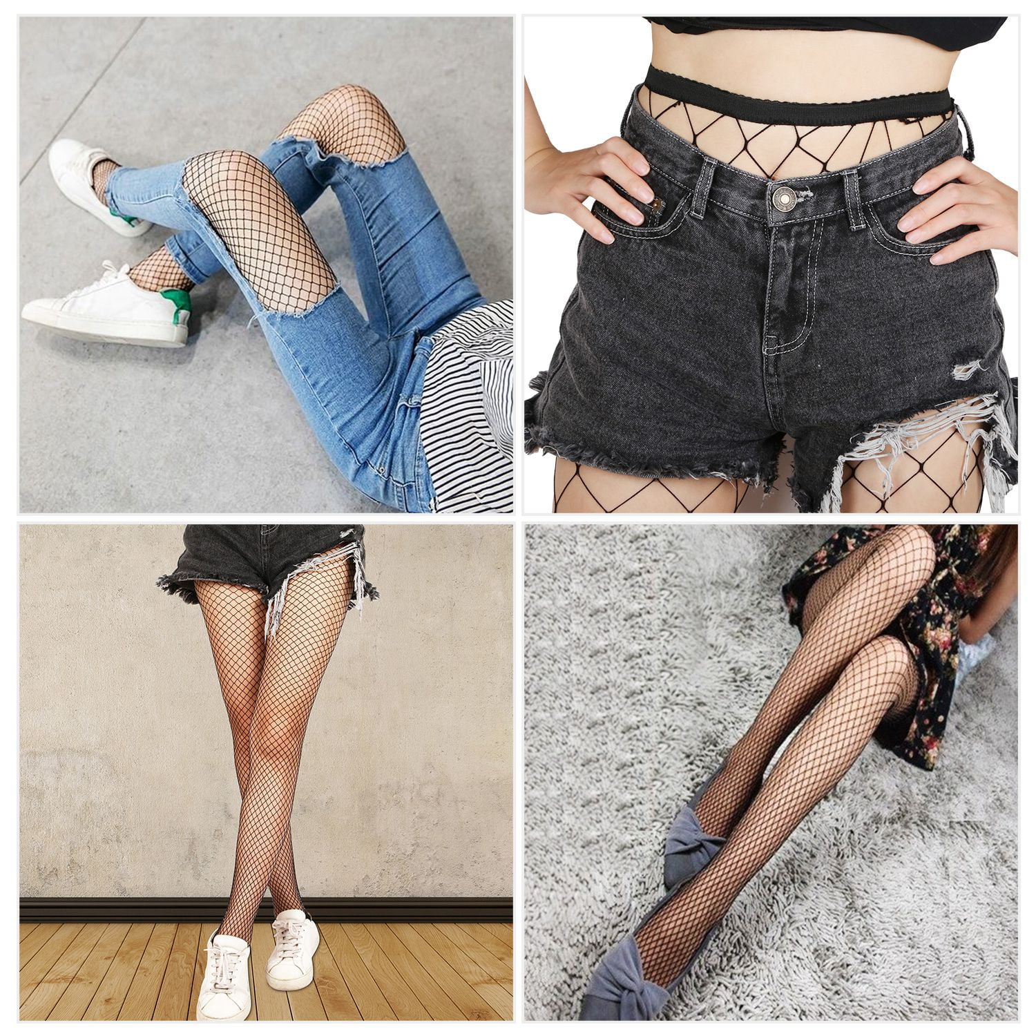 iMounTEK Women Fishnet Tights High Waist Fishnet Pantyhose Stretchy Mesh Hollow Out Tights Stockings (Small Hole, 6Pack)