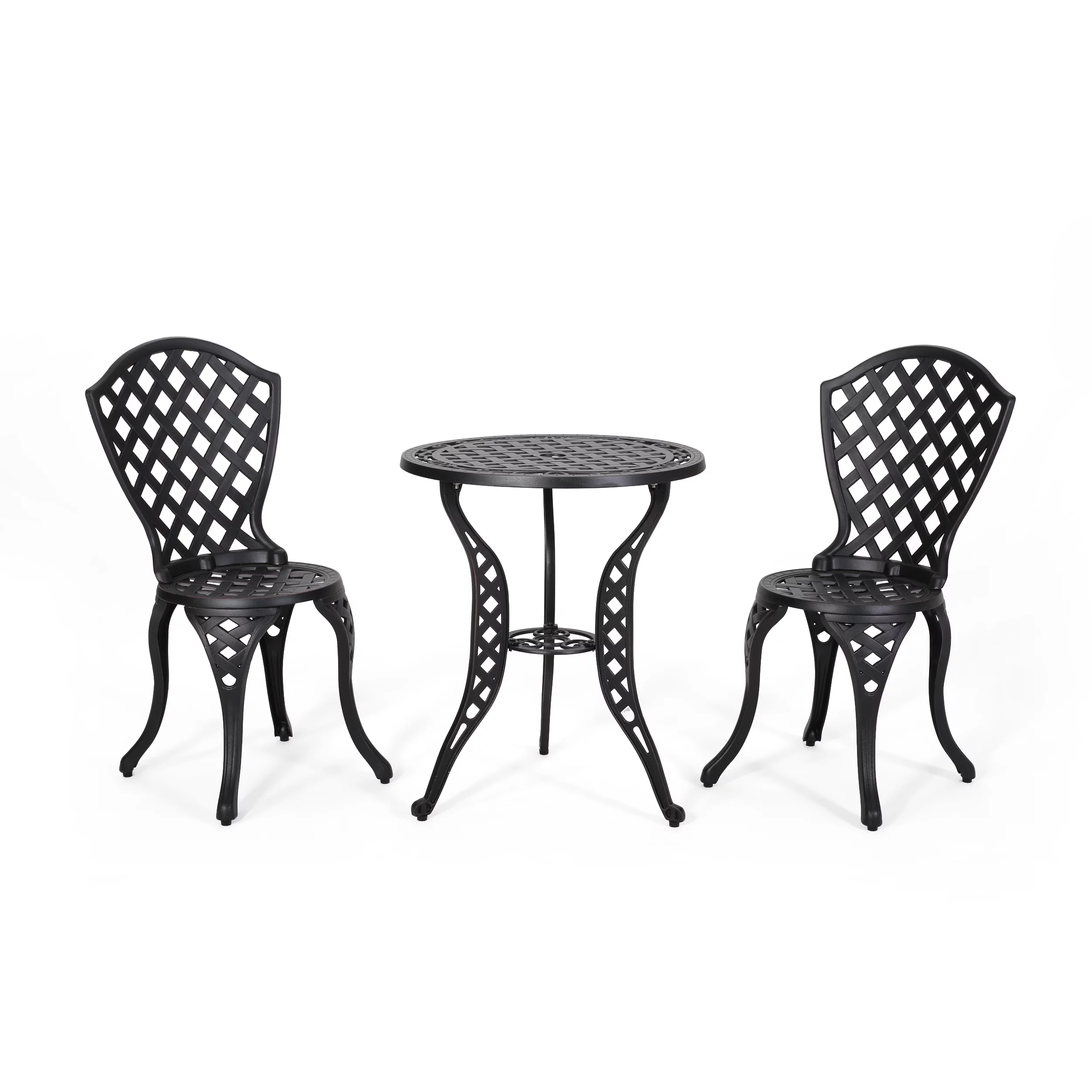 Catania Outdoor Cast Alumiunm 3 - piece Black Bistro Set