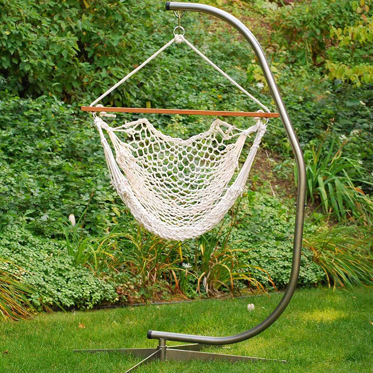 Algoma Hanging Cotton Rope Net Hammock Chair for Trees Porches Patios and Indoors.