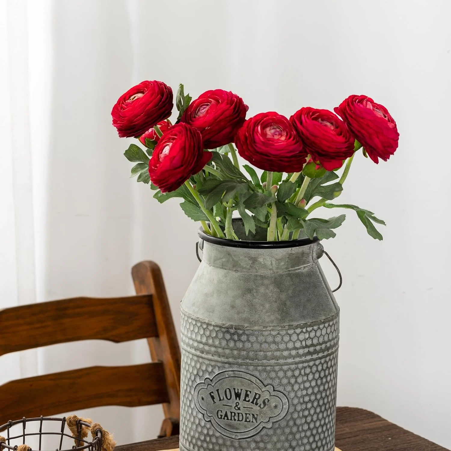 Namzi Artificial Ranunculus Flowers with Real Touch Stem, Silk Ranunculus Flowers(6 Pack) (Red)