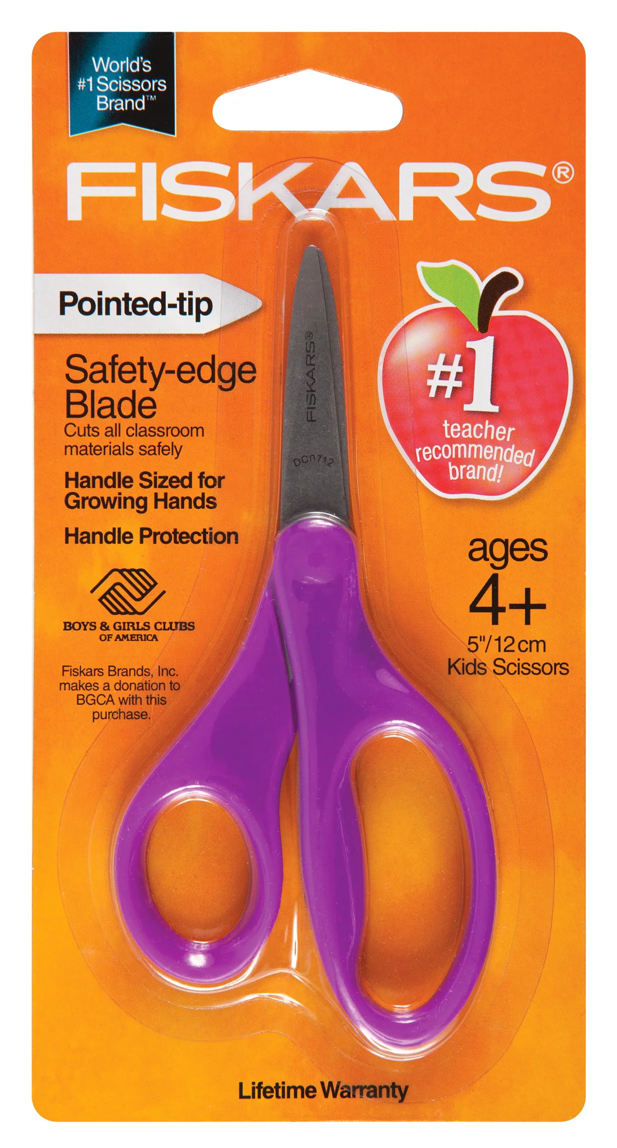 Fiskars 194300-1030 5 Inch Pointed-tip Kids Scissors, Purple