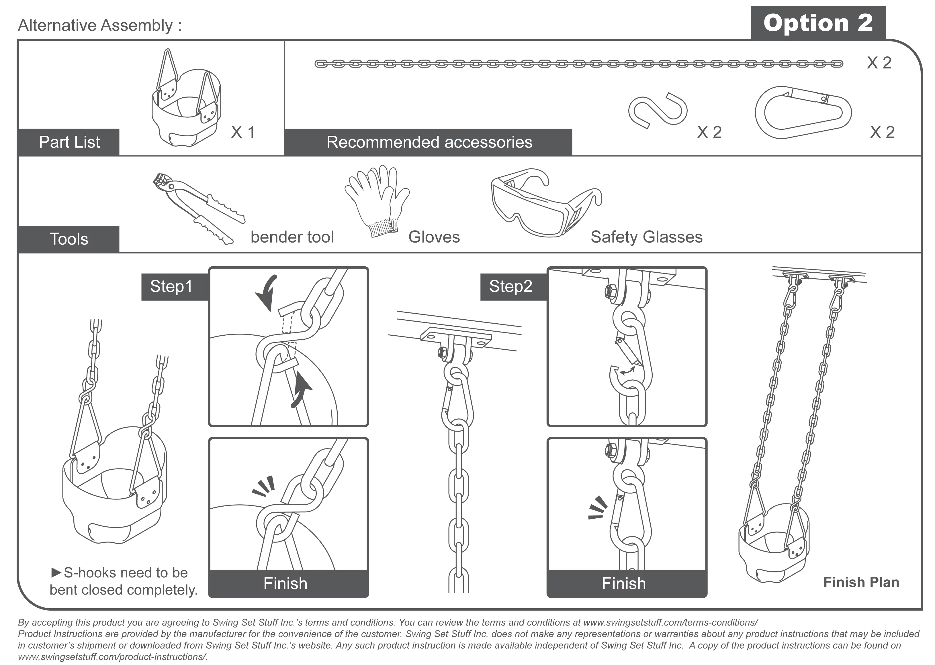 Swing Set Stuff Inc. Highback Full Bucket with 5.5 Ft. Uncoated Chains (Yellow)