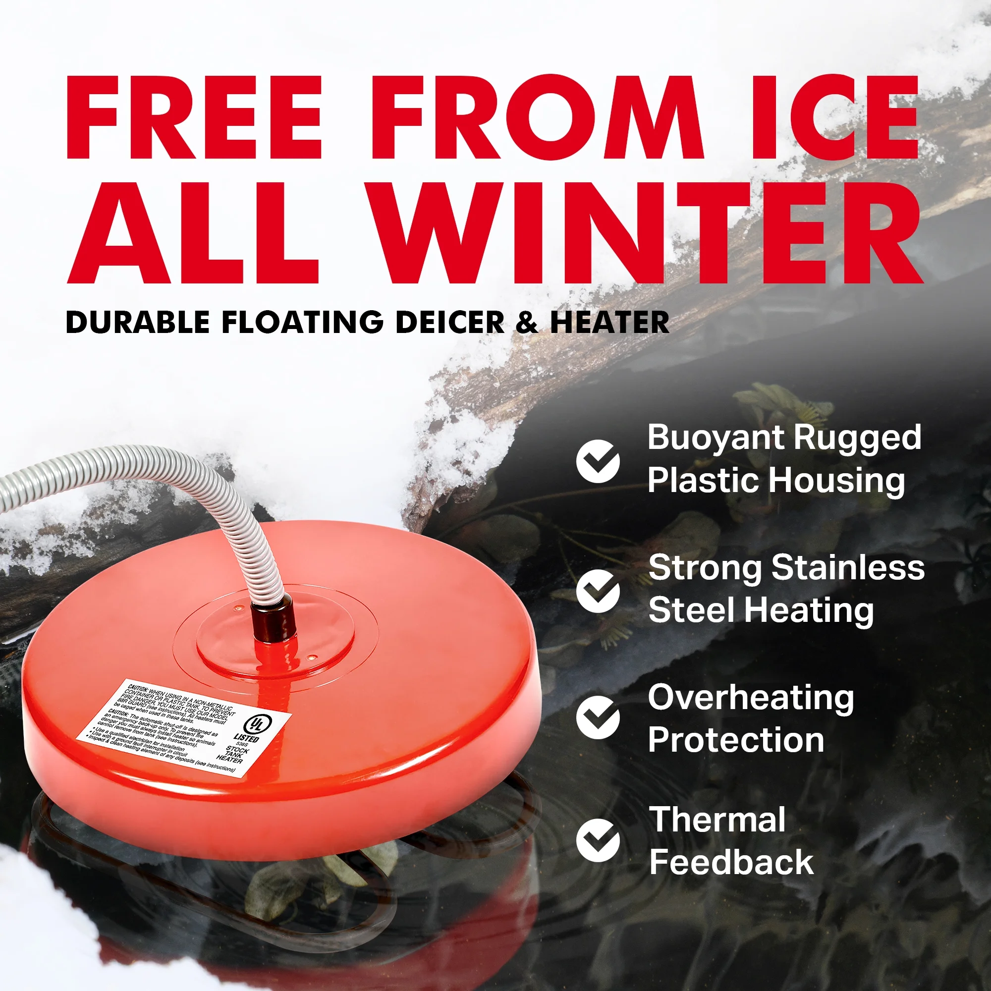 API Floating Pond De-Icer Thermostatic Control, 1500 Watt