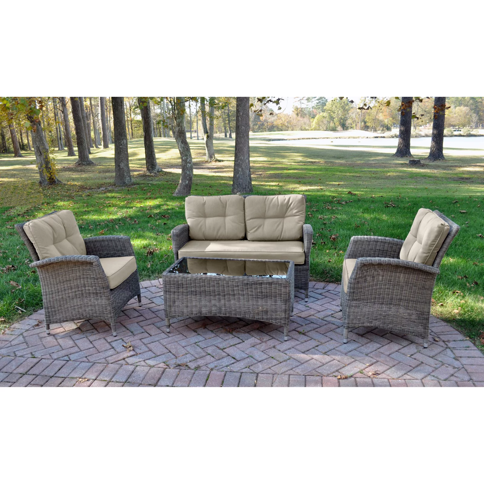 KETTLER Lakena Wicker 4 Piece Patio Conversation Set